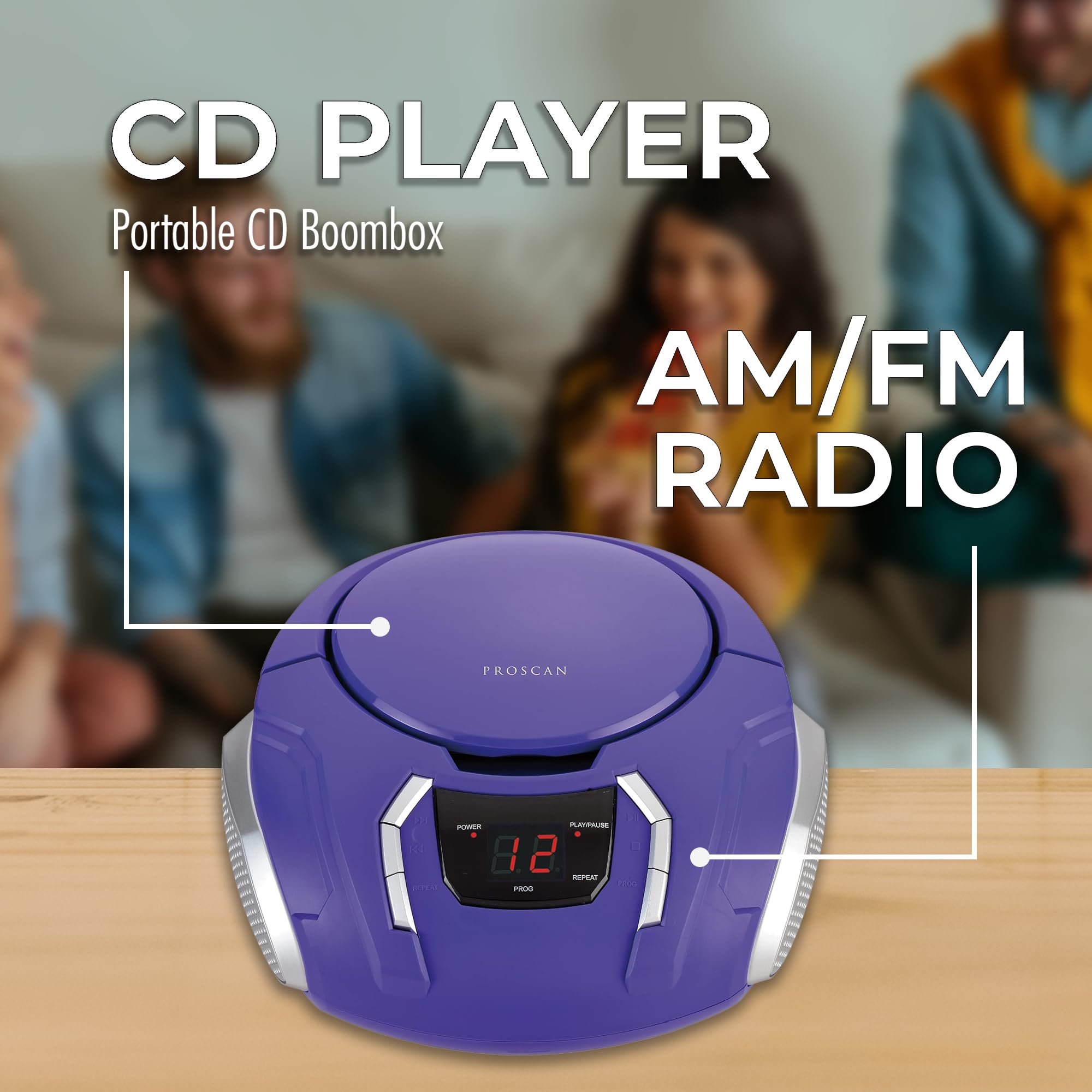 Proscan Elite Portable Cd Boombox With Am/Fm Radio, Auxiliary   Purple
