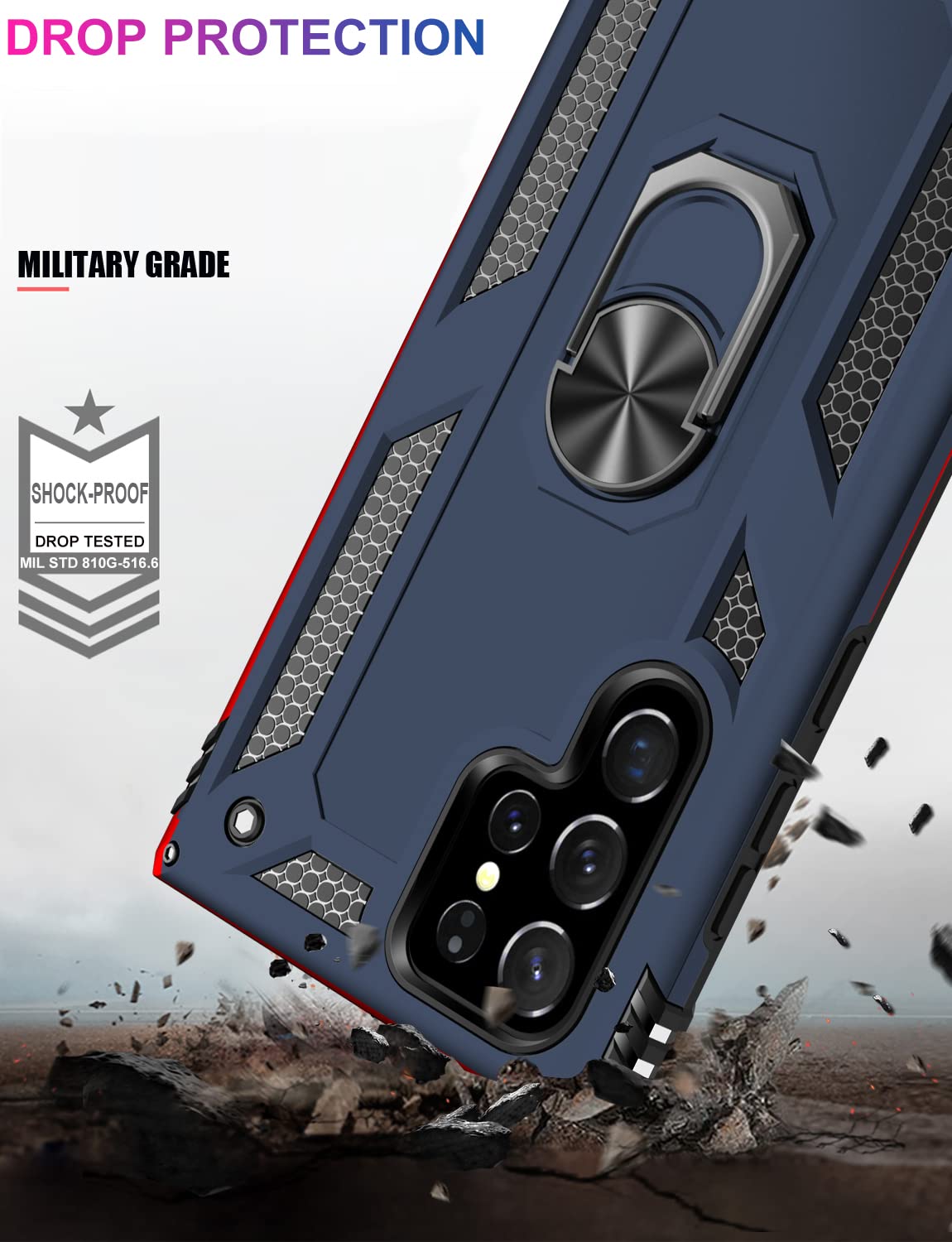 Ikazz For Galaxy S22 Ultra Case,Military Grade Shockproof Heavy Duty Protective Phone Cover Pass 16Ft Drop Test With Magnetic Ki