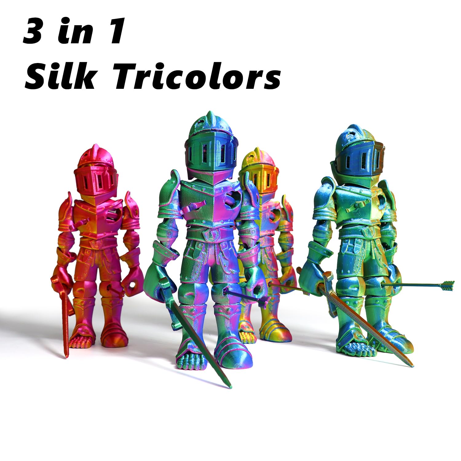 Lovoon 3D Tri Colors Pla Printer Filament 1.75Mm, Silk Pla Red Yellow Blue, 3D Printing Filament +/ 0.02Mm, Most 3D Printer And