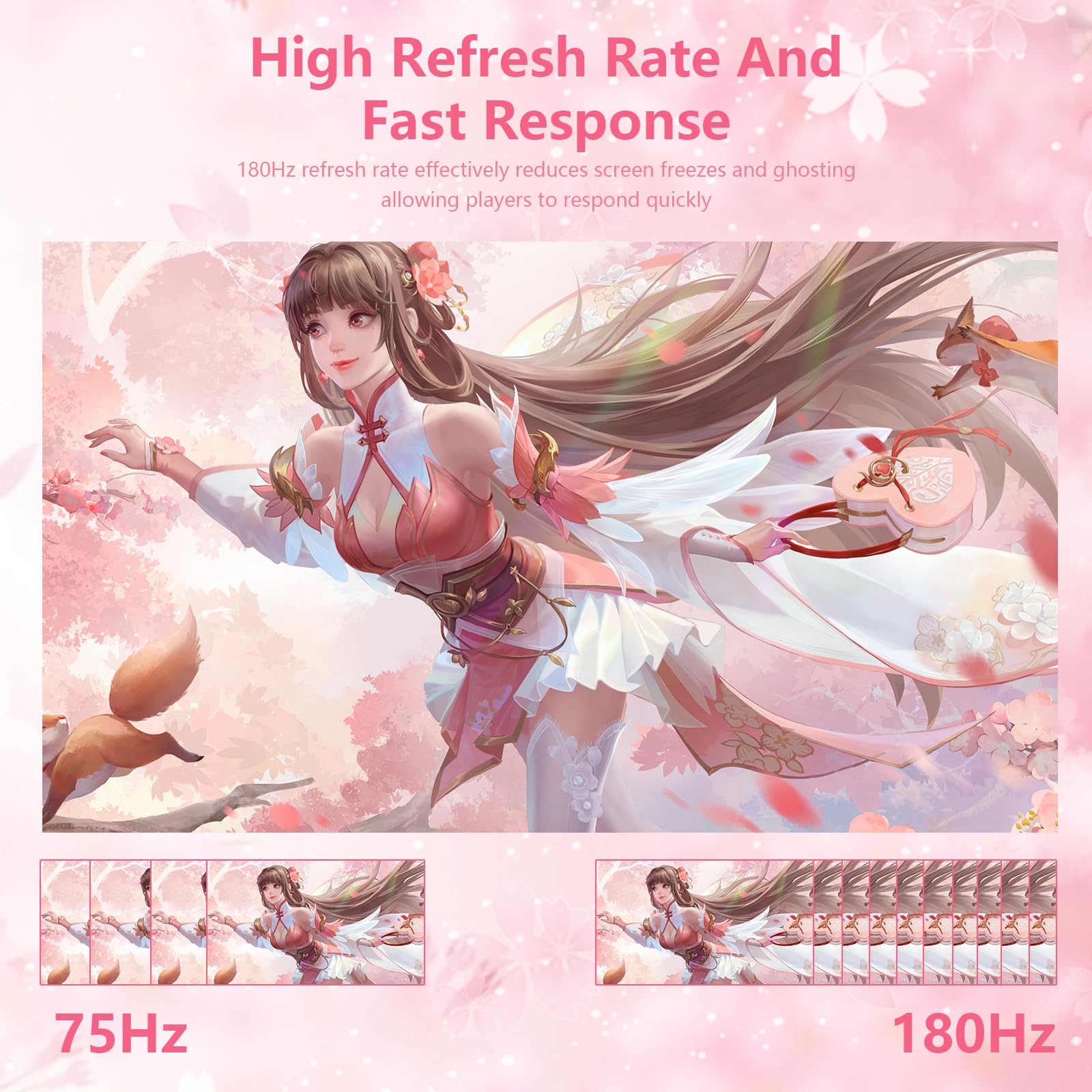 Raywego Pink 27 Inch Curved Gaming Monitor 180Hz,Qhd 1080P,1800R Led Display,Pink Computer Monitor,1Ms (Mprt),Freesync,Eye Care