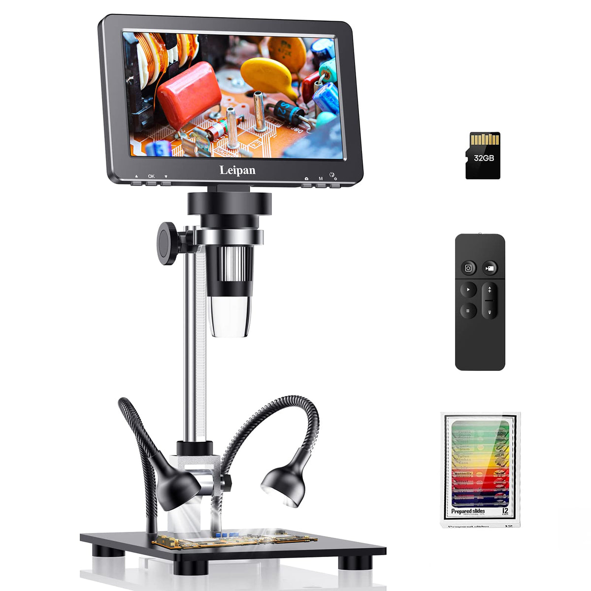 Leipan Dm9H Hdmi Coin Microscope With 7'' Ips Screen,1200X Magnification Soldering Microscope,Longer 8.5'' Stand,Digital Microsc