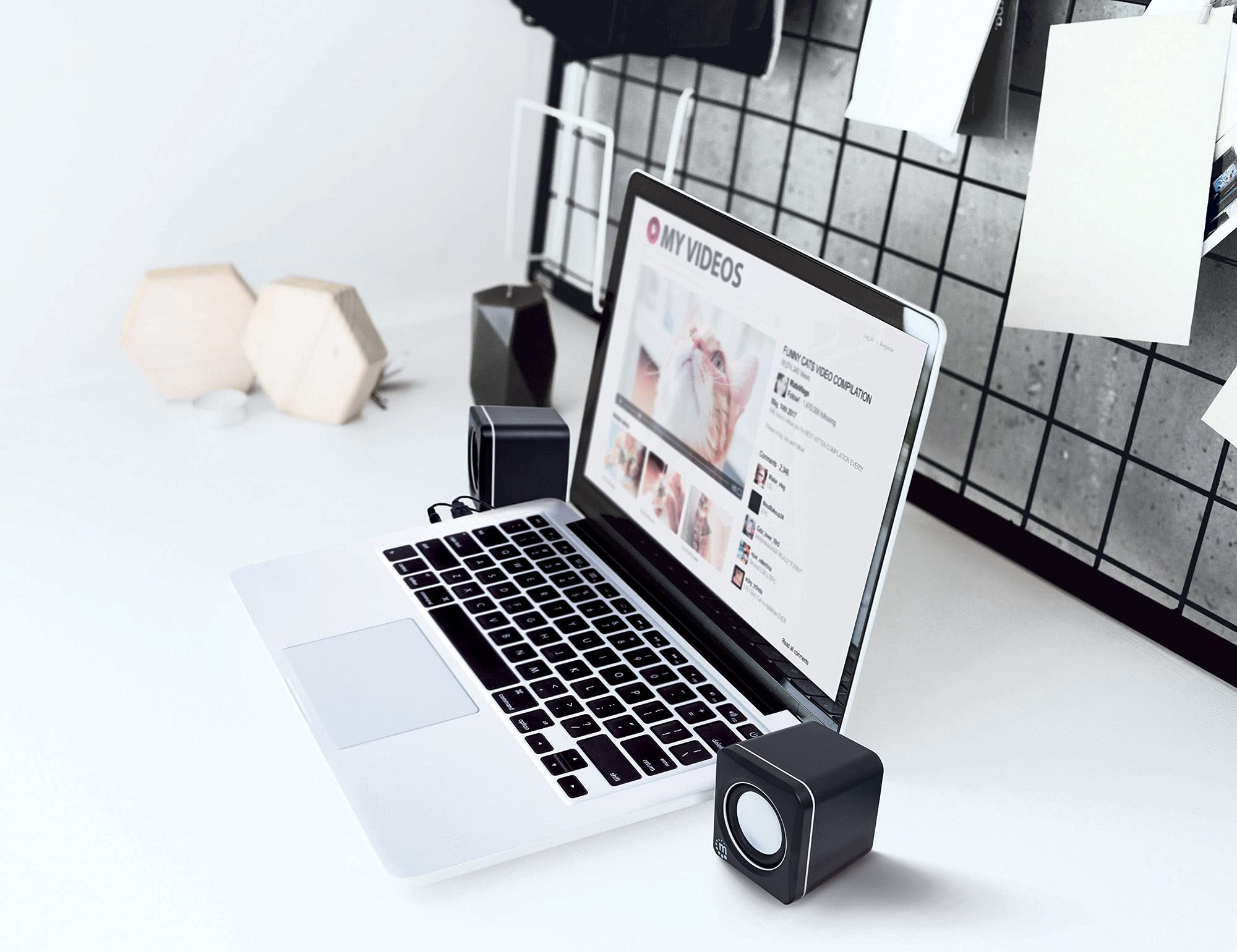 Manhattan Usb Powered Stereo Speaker System - Small Size - With Volume Control & 3.5 Mm Audio Plug To Connect To Laptop, Noteboo