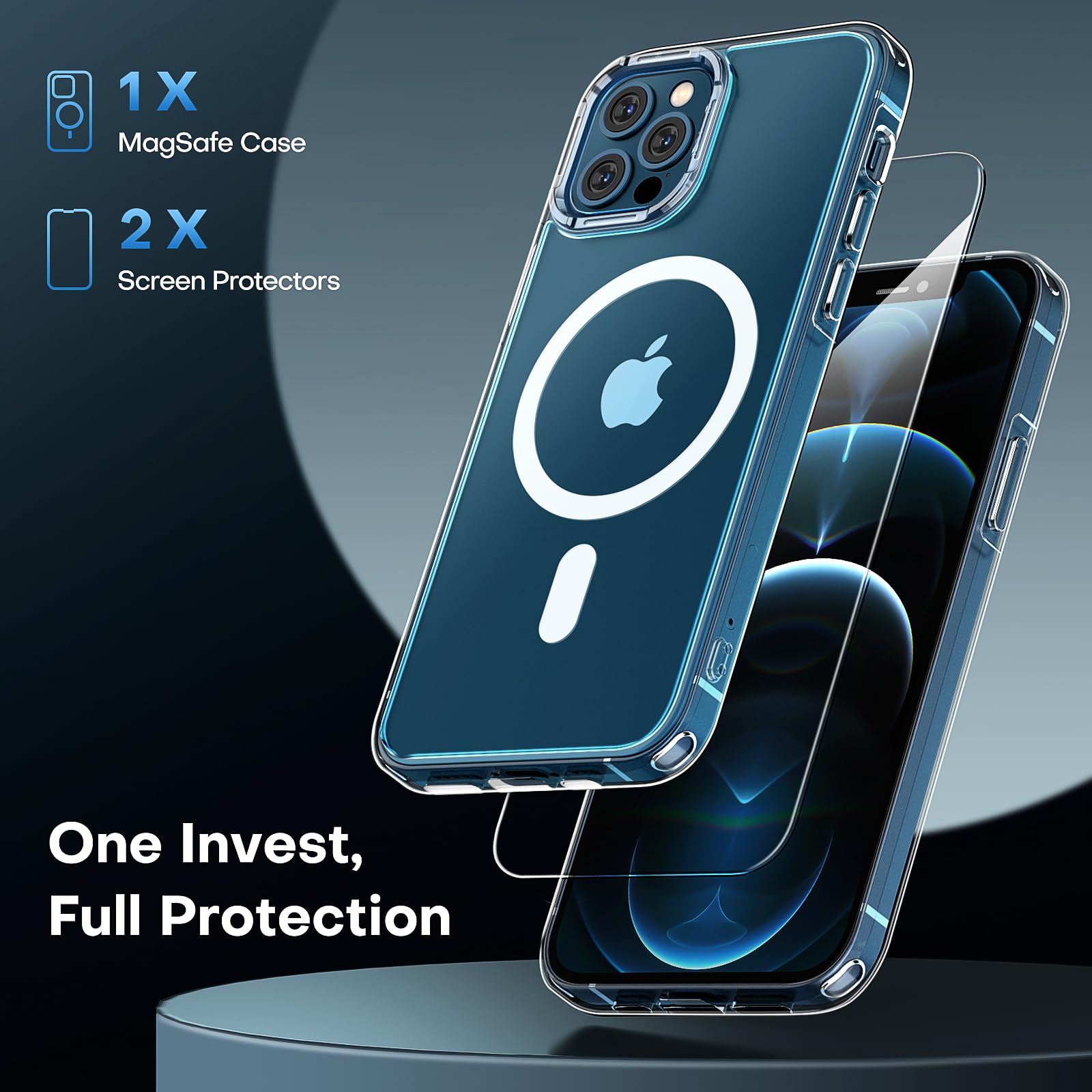 Tauri For Iphone 12 Pro Max Case, Compatible With Magsafe [Yellowing Resistant] With 2X Screen Protectors, Military Grade Protec