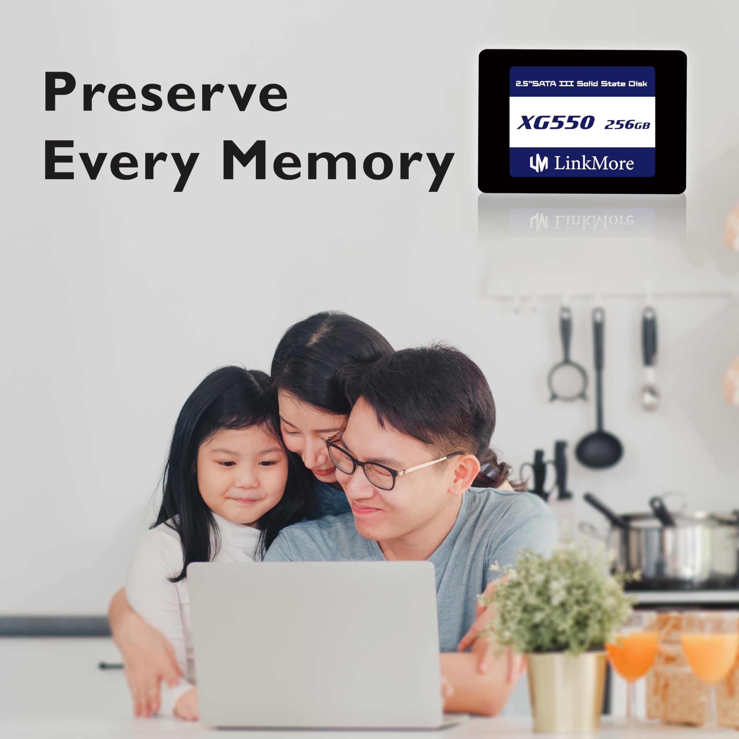 Linkmore Xg550 256Gb 2.5    Sata Iii (6Gb/S) Internal Ssd, Solid State Drive, Read Speed Up To 540Mb/S, 2.5 Inch For Laptop And