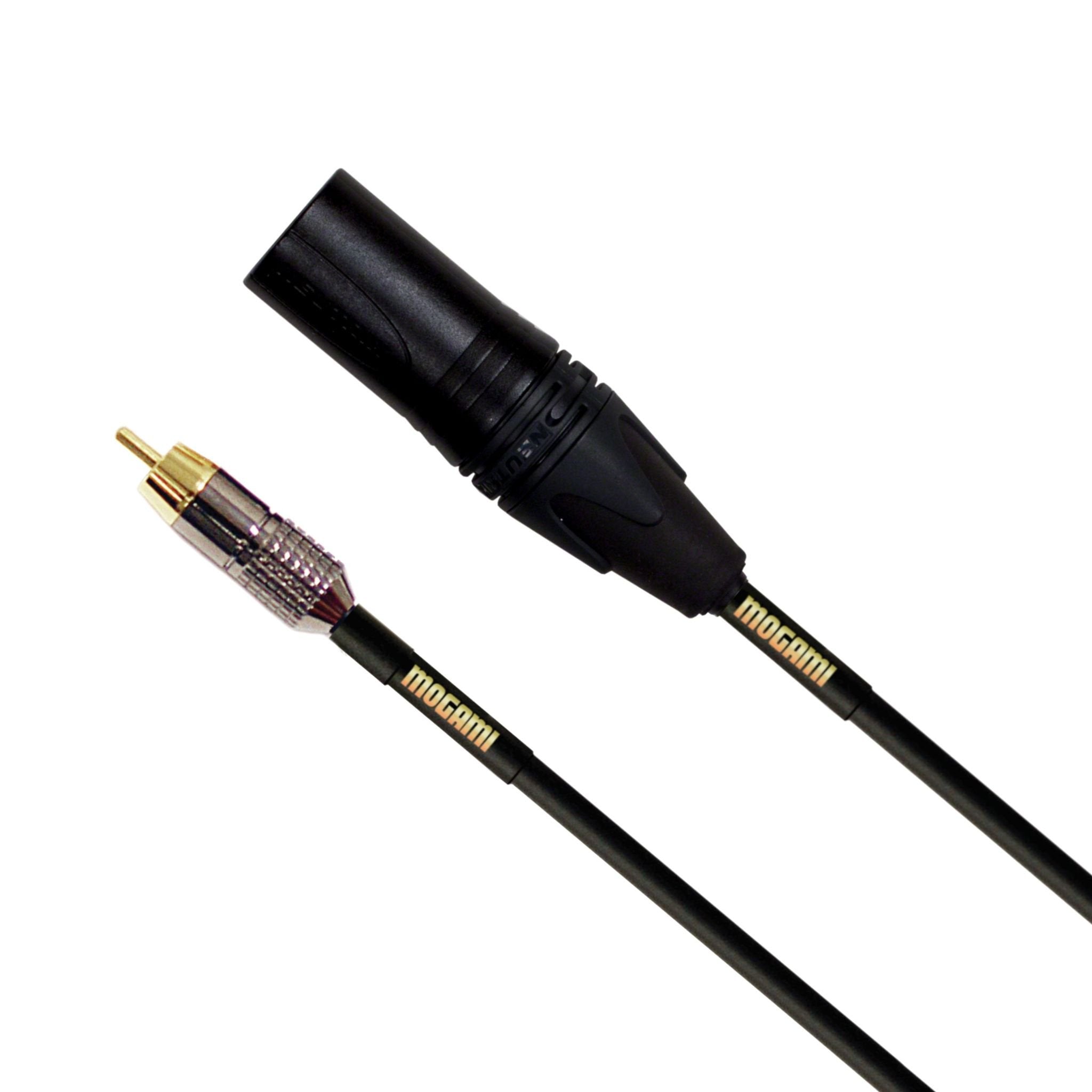 Mogami Gold Xlrm Rca 03 Unbalanced Audio Adapter Cable, Rca Male Plug To Xlr Male, Gold Contacts, Straight Connectors, 3 Foot