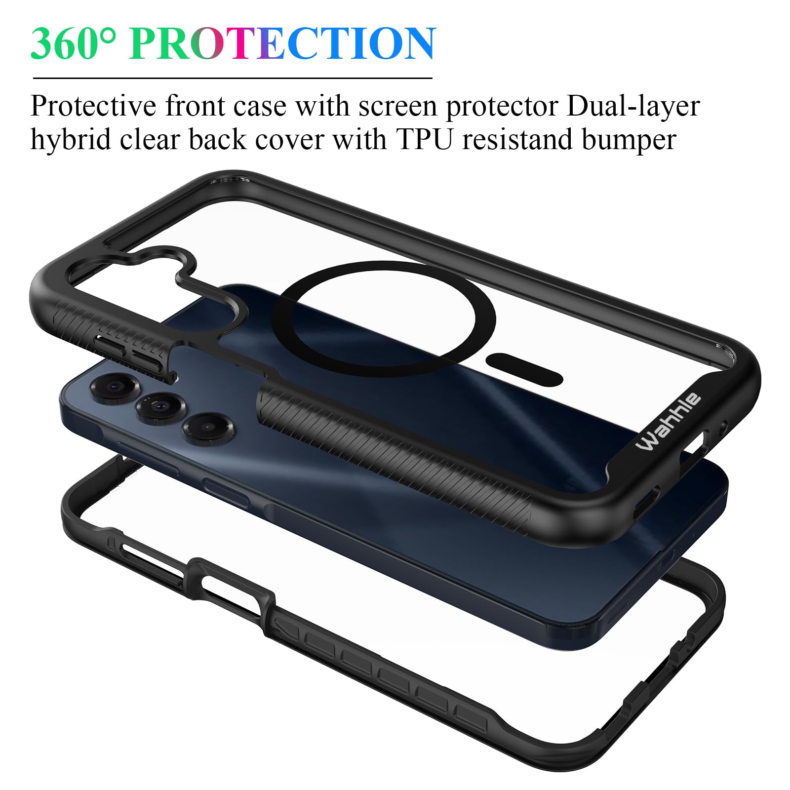 Wahhle Compatible With Samsung Galaxy A16 5G Case, Built In Screen Protector Full Body Shockproof Slim Fit Bumper Protective Pho