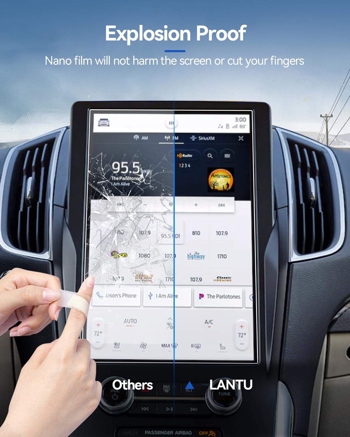 Lantu 2Pcs Car Screen Protector For 2024 2023 2022 2021 Ford Edge (Se/Sel/St Line/Titanium/St) Accessories 12'' Nano Navigation