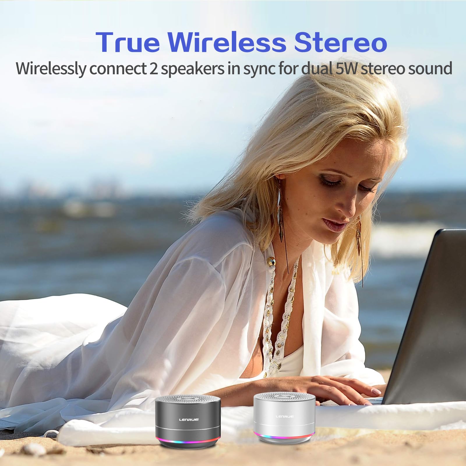 Lenrue Portable Bluetooth Speakers,Wireless Speaker With Clear Sound, Long Playtime, Small Mini Metal Speaker,Christmas Birthday Gifts For Men, Women,Kids (Space Gray)