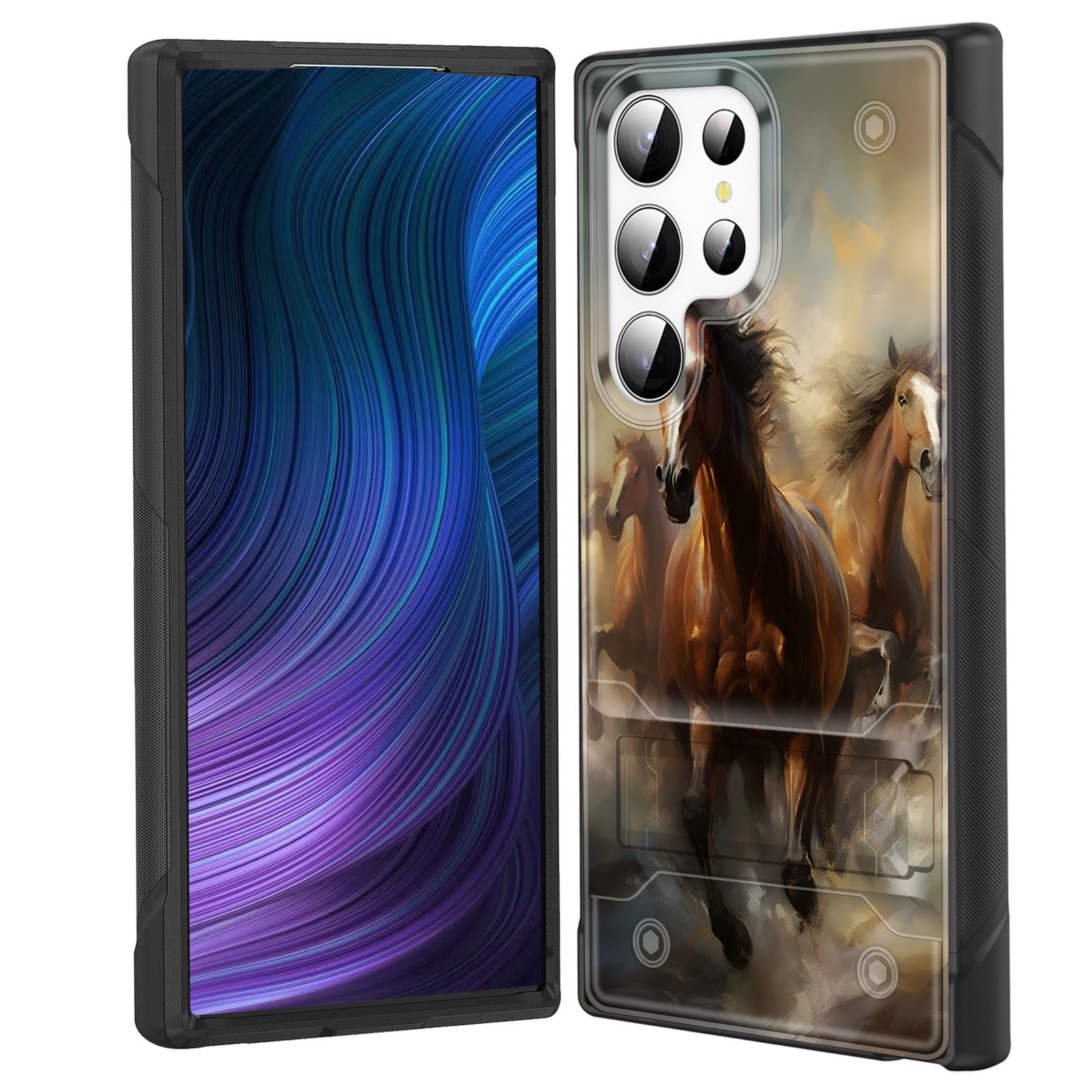 Efgwsder For Galaxy S25 Ultra Case With Kickstand,Dual Layer Hybrid Hard Pc & Soft Silicone Rugged Shockproof Protective Phone C