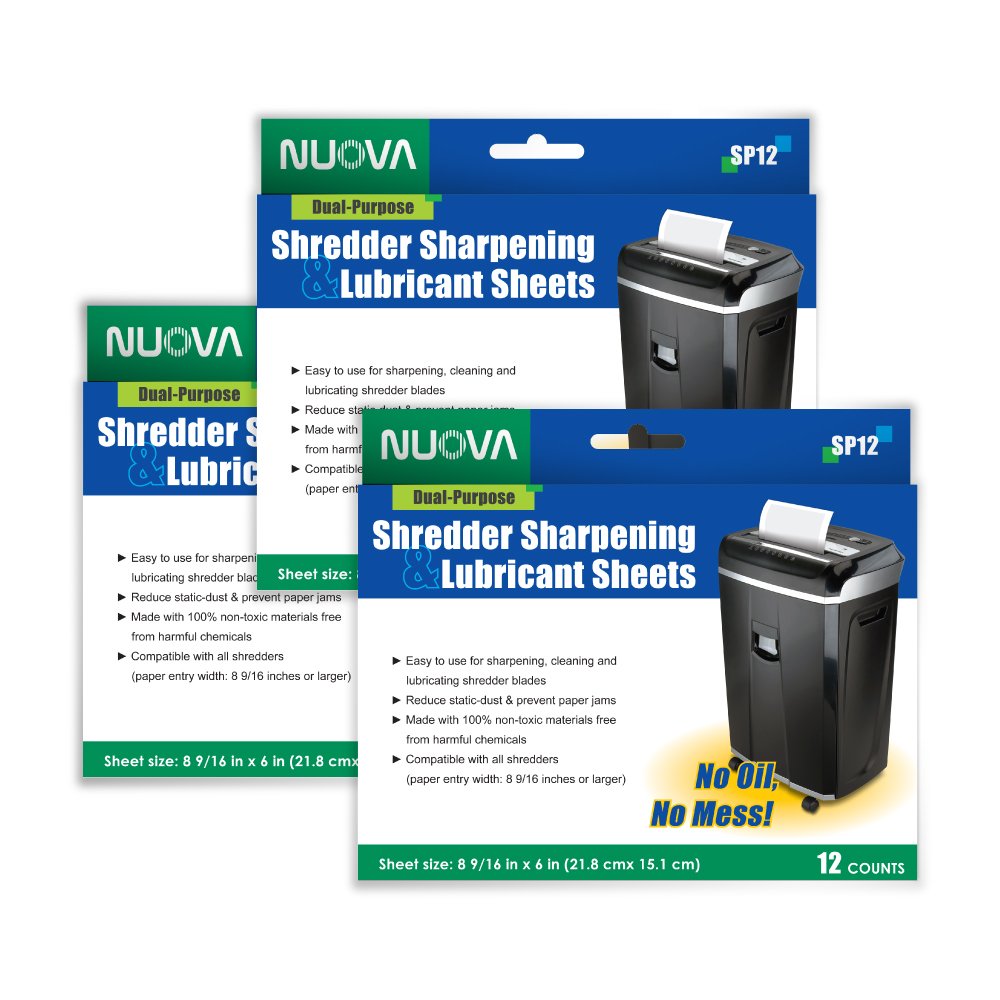 Nuova Shredder Sharpening & Lubricant Sheets - 36 Counts (12 X 3-Pack)