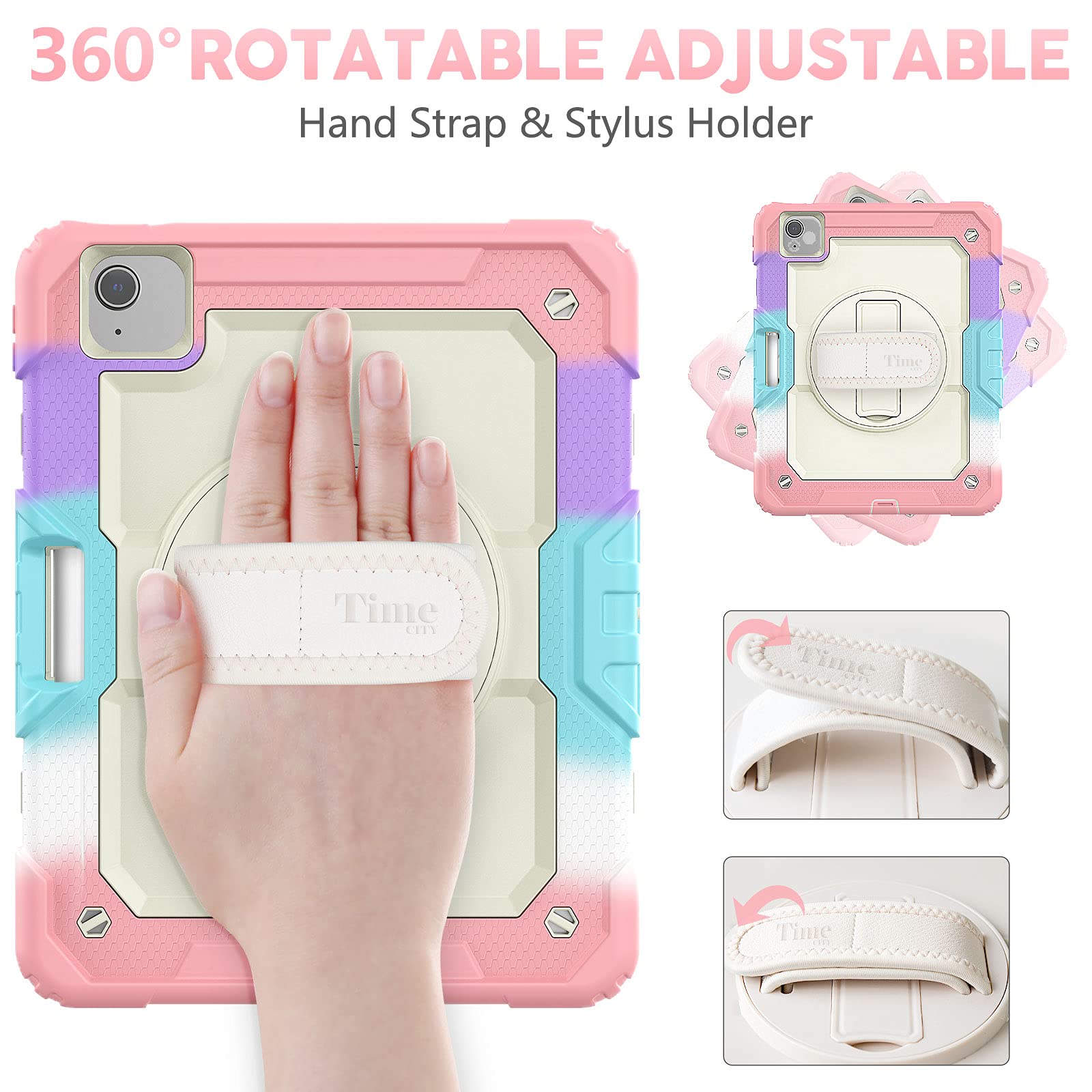 Timecity Case For Ipad Air 5Th 4Th Generation 2022/2020, For Ipad Air 10.9 Inch Case With Screen Protector/360 Degree Swivel Sta