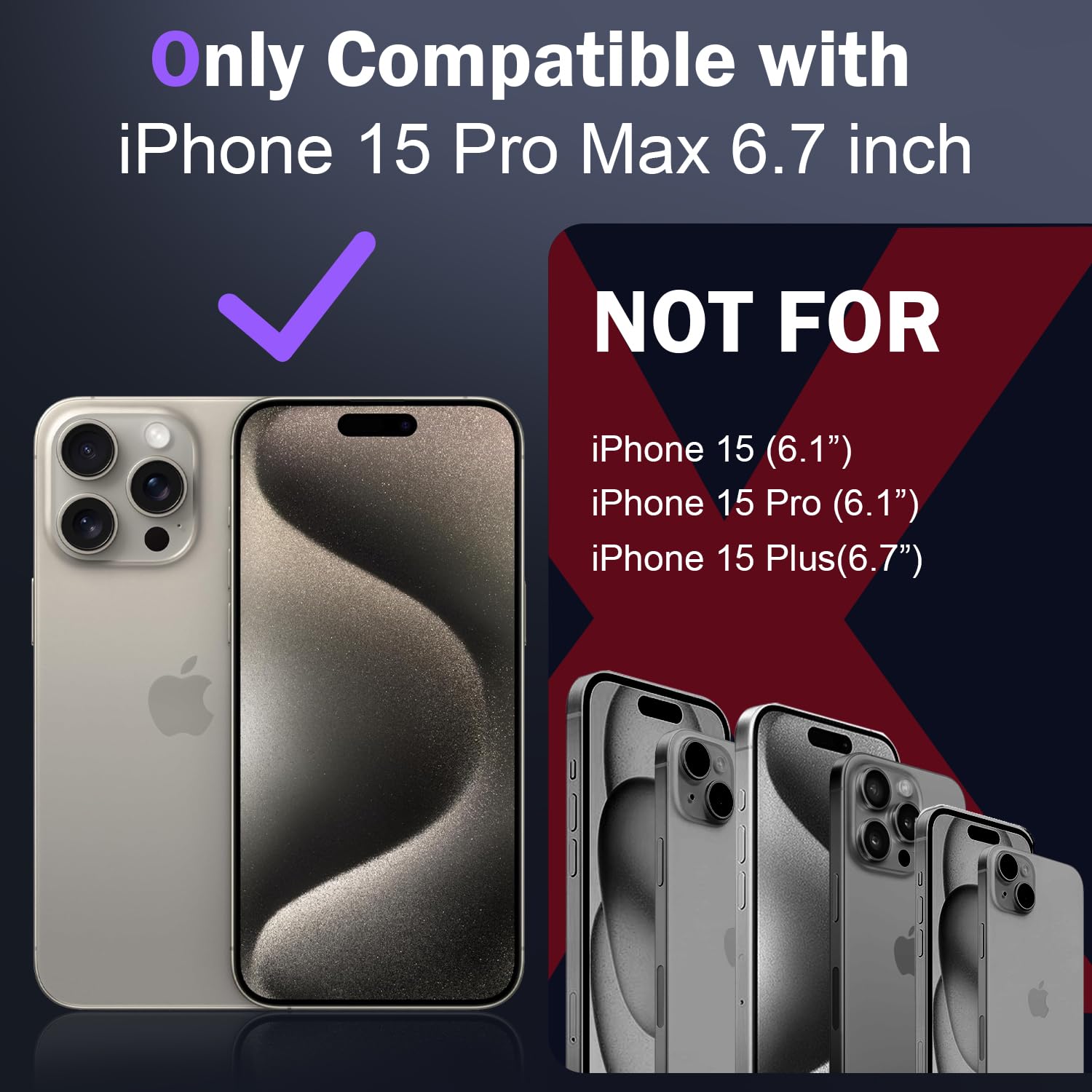 Deerlamn Case For Iphone 15 Pro Max With Slide Camera Cover+Screen Protector(1 Pack), Rotated Ring Kickstand Military Grade Shoc