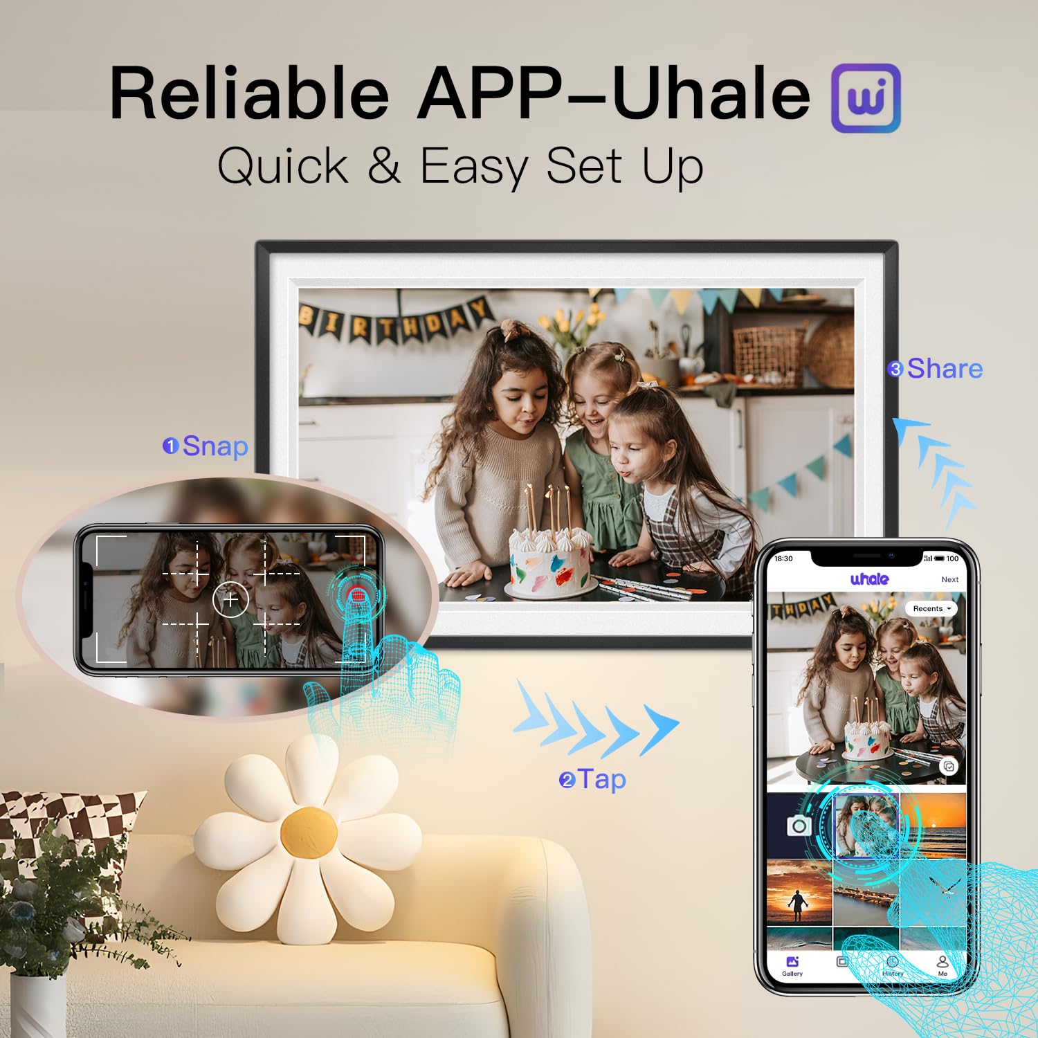 Sbusfgt 15.6Inch Extra Large Digital Picture Frame Wifi Smart Digital Photo Frame 1920 * 1080 Fhd Touchscreen 32Gb Storage Space