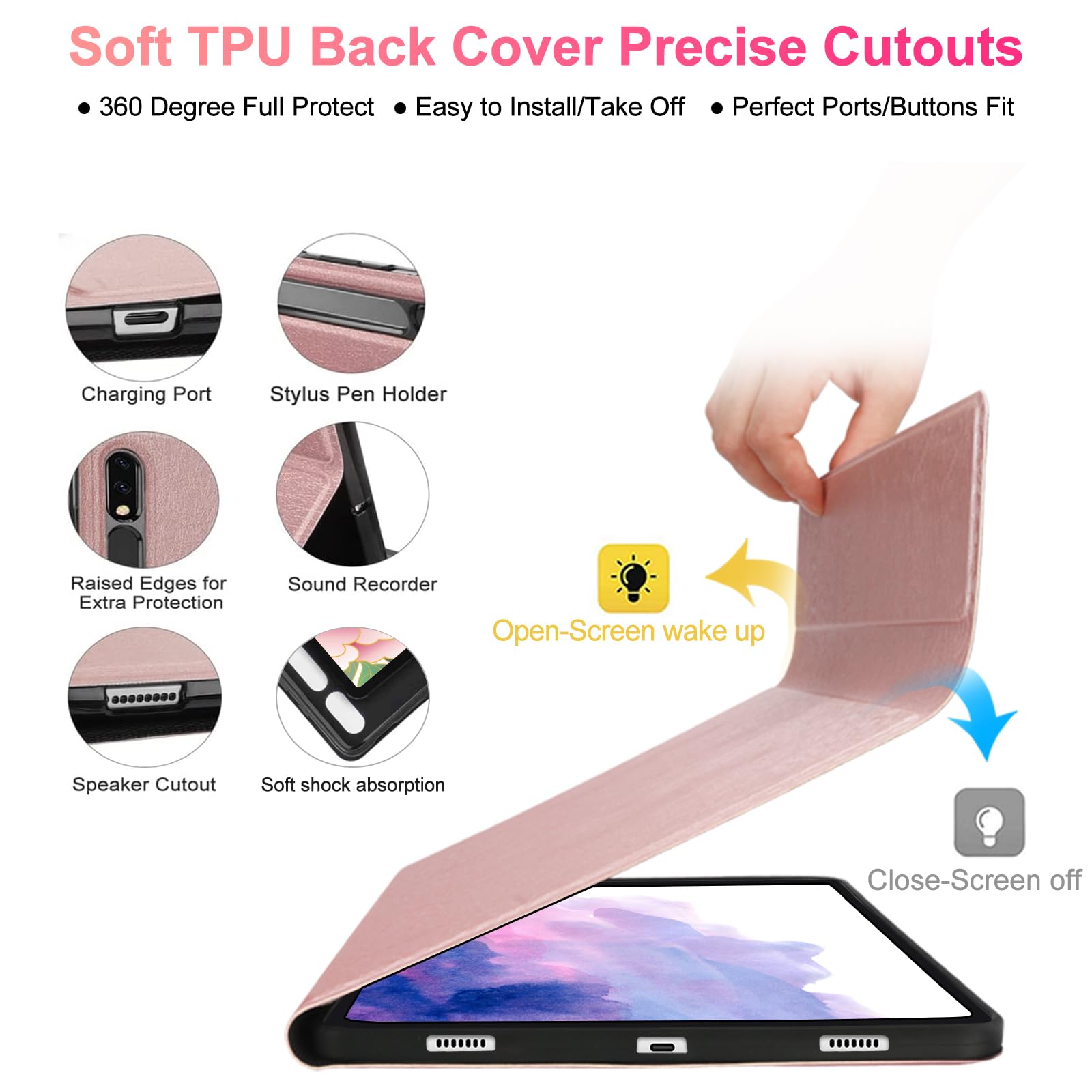 Samsung Galaxy Tab S8+/S7 Fe/S7 Plus Keyboard Case 12.4 Inch  Detachable Bluetooth Backlit Keyboard, Slim Multi Angle Cover With