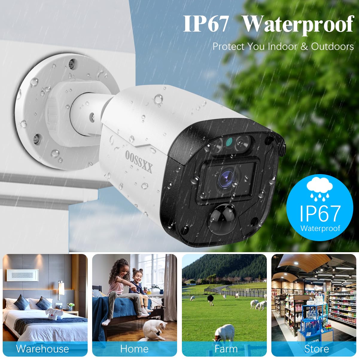 (Full Hd 5Mp Definition) Wired Security Camera System Outdoor Home Video Surveillance Cameras Wired Cctv Camera Security System Surveillance Video Equipment Indoor