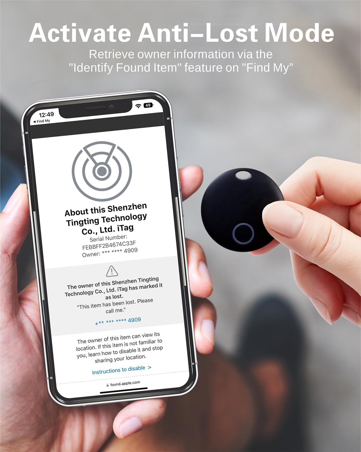 Reyke Smart Tag, Bluetooth Luggage Tracker, Works With Apple Find My (Ios Only), Item Locator For Key, Luggage, Backpack, Wallet, Ip67 Waterproof, 2 Pack, Black
