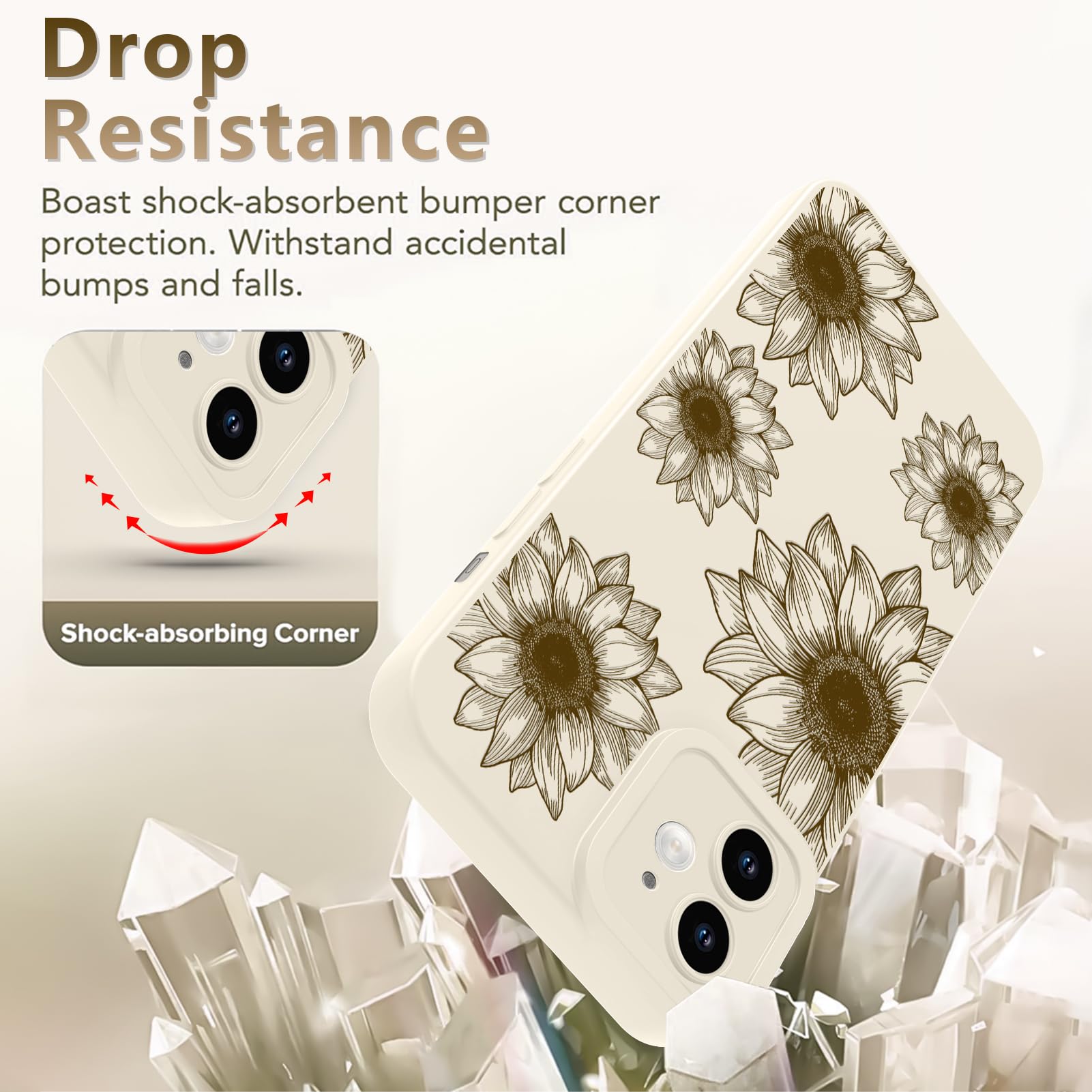 Ook Floral Case For Iphone 11 Case, Cute Sunflower Floral Blooms Design Soft Tpu Shockproof Protective For Women Girls Slim Phon