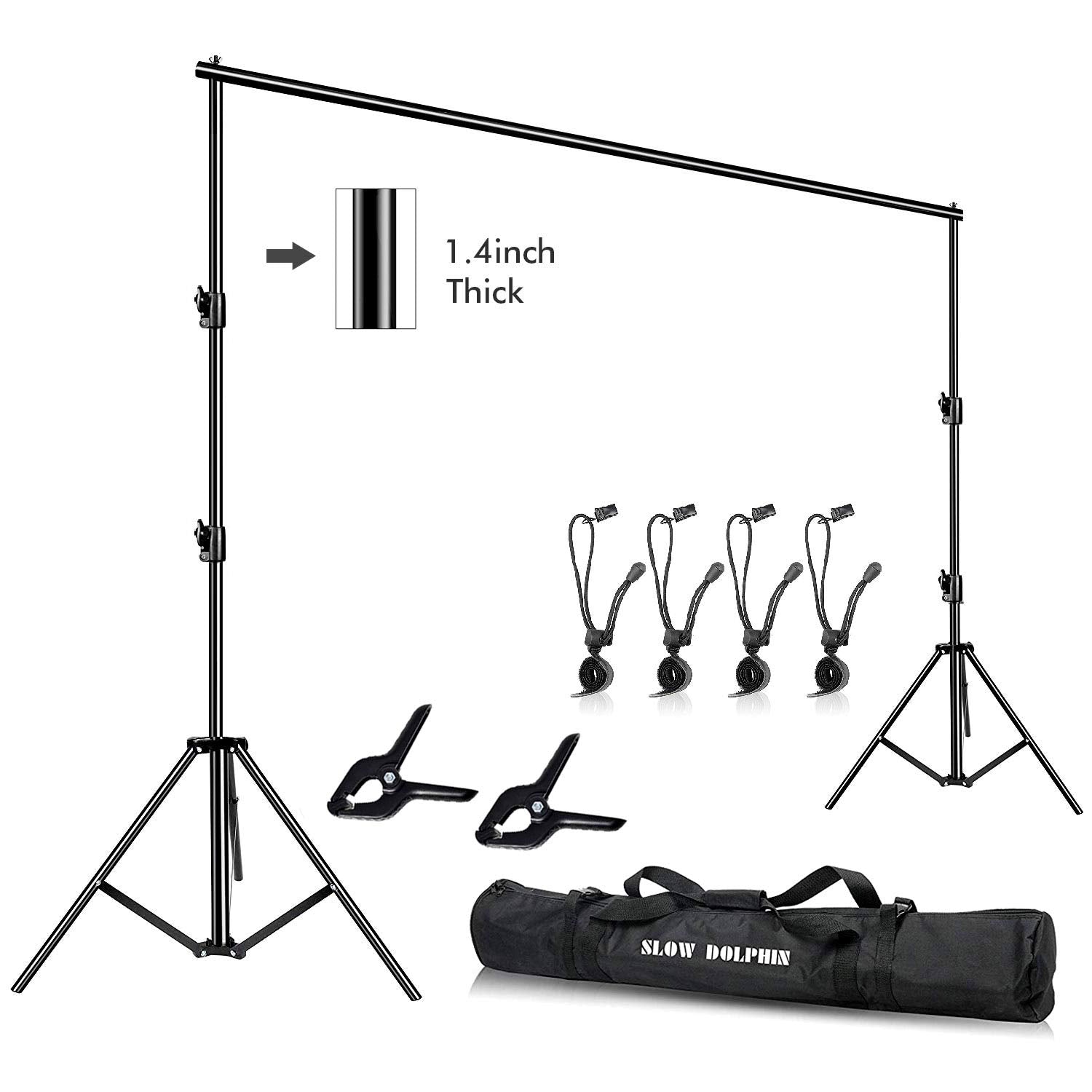 Slow Dolphin Photo Video Studio 12Ft (W) X 10Ft (H) Heavy Duty Adjustable Photography Backdrop Stand Background Support System Kit With Carry Bag