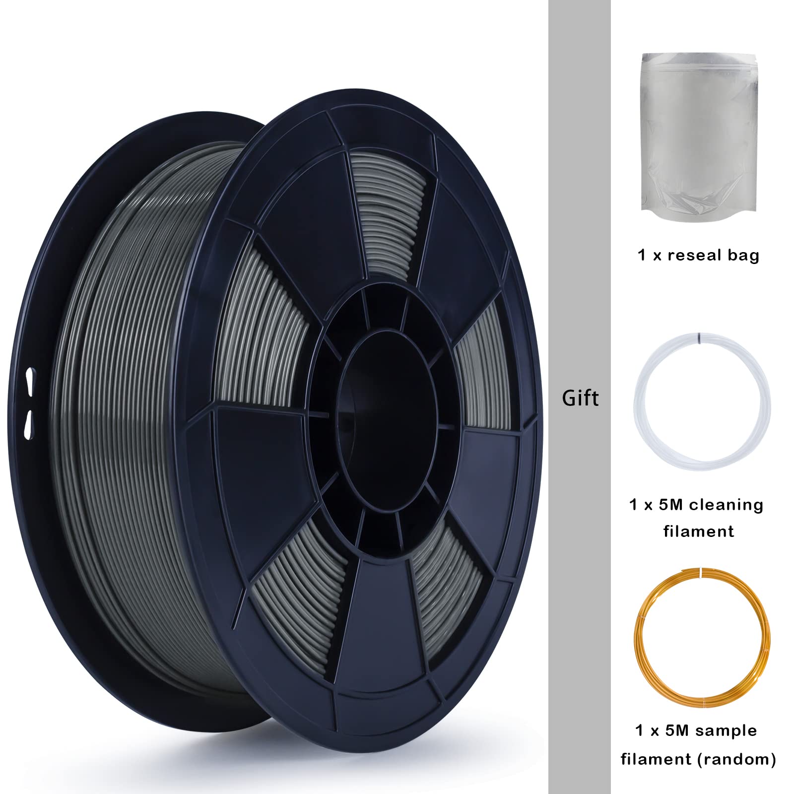 Ziro Pla Filament 175Mm,3D Printer Filament Pla Pro Basic Color Series 175Mm 1Kg(22Lbs), Dimensional Accuracy +  003Mm,Dark Gray