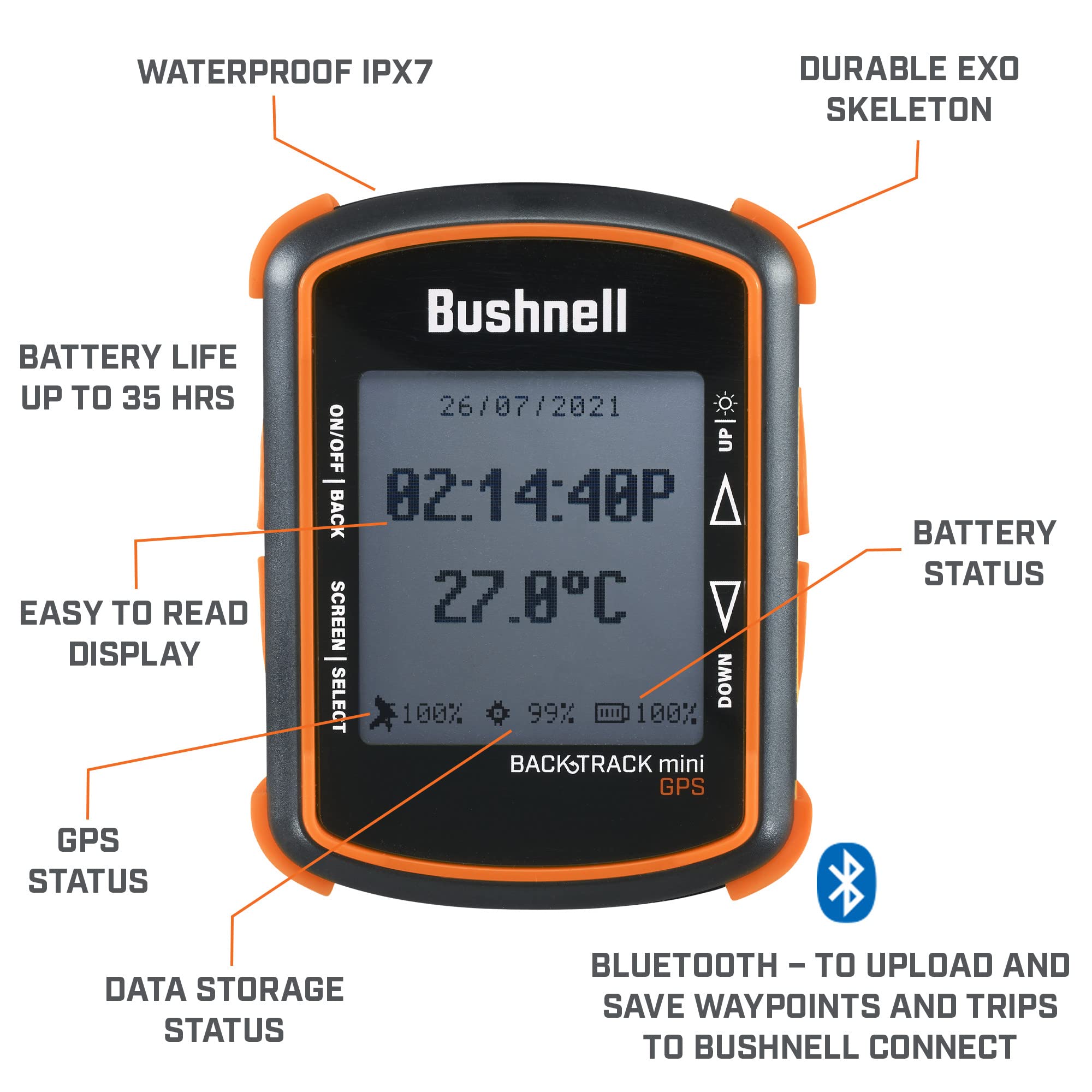 Bushnell Backtrack Mini Gps Navigation, Portable Waterproof Gps For Hiking Hunting And Backpacking