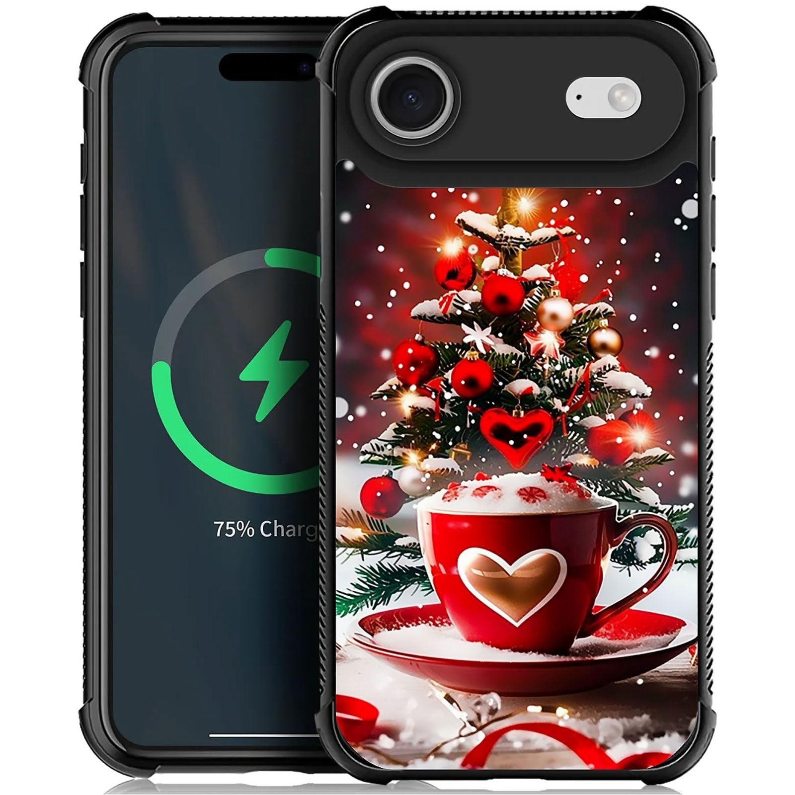 XUANWENPA for iPhone 17 Air Case,The Black Shell Design is Bright,Anti Drop and Dust-Proof,Christmas Tree Love Cup.