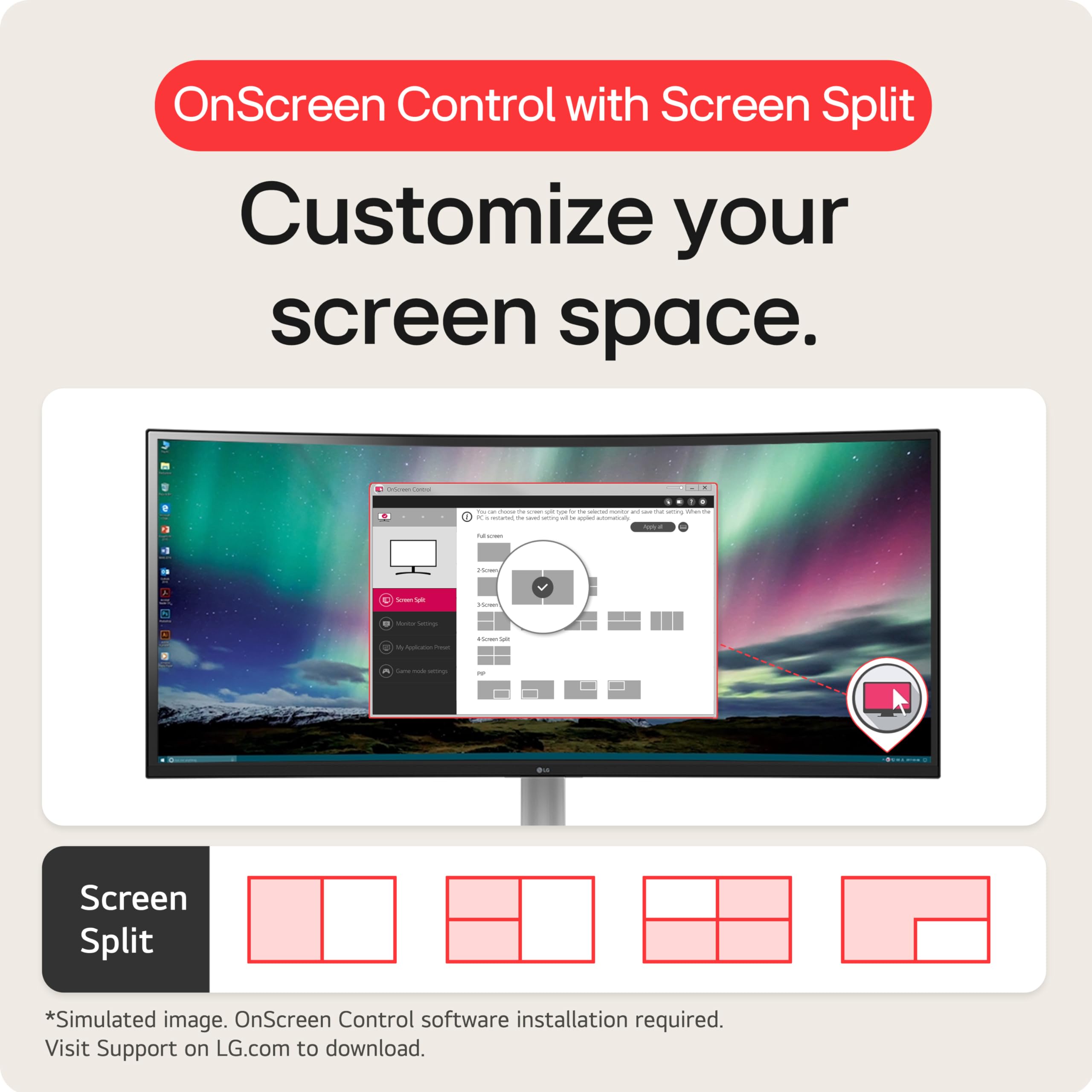 LG 32MR50C-B 32-Inch Curved FHD Monitor, 100Hz, AMD FreeSync, OnScreen Control, Dynamic Action Sync, Black Stabilizer - Black
