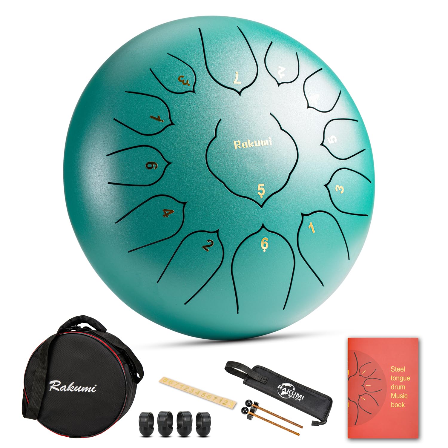 Steel Tongue Drum 13 Note 12 Inch Percussion Instrument Lotus Hand Pan Drum C Key With Drum Mallets Carry Bag