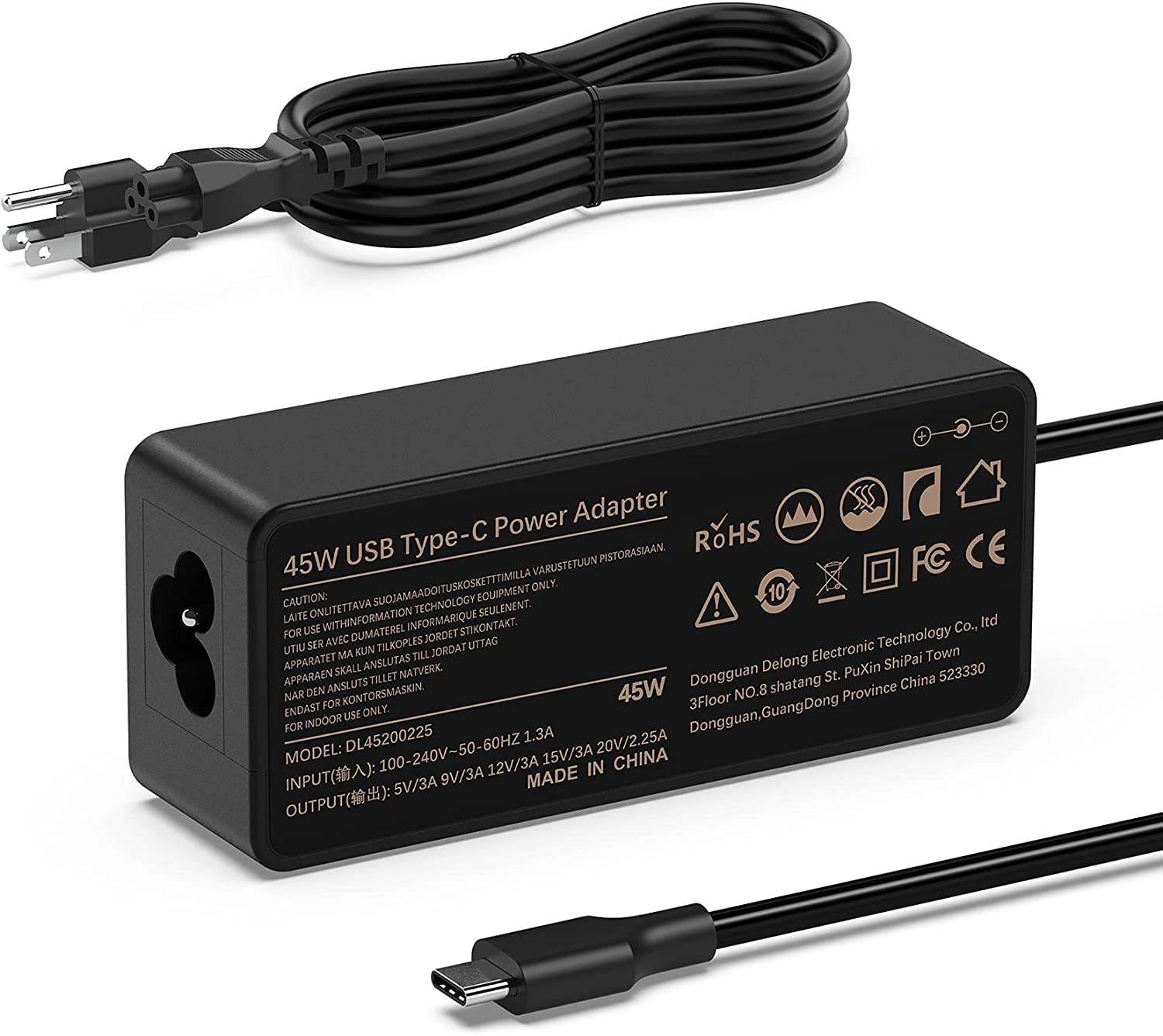 45W Type Usb C Laptop Charger For Lenovo Chromebook C330 S330 C340 S340 100E 300E 500E Series, Thinkpad T480 T480S T580 T580S E480 E580 Gx20M33579 4X20E75131Adapter Power Supply Cord