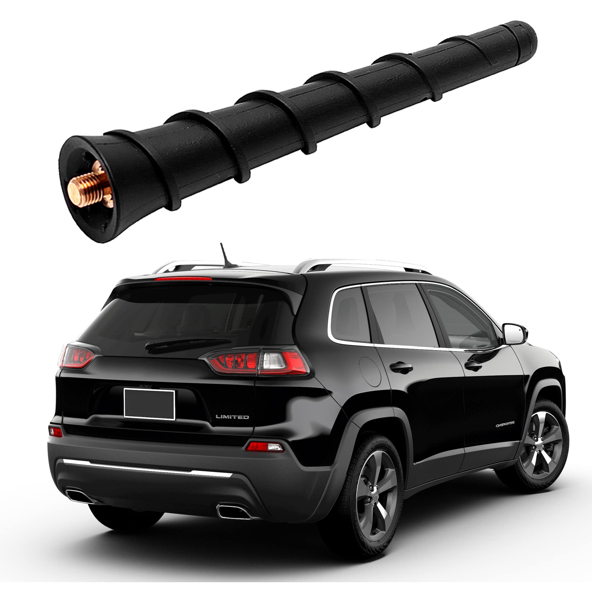 Basiker Stubby Antenna Fits 2011 2023 Cherokee, Grand Cherokee, Jeep Renegade, Compass, Dodge Journey, Avenger, Durango, Dart, C