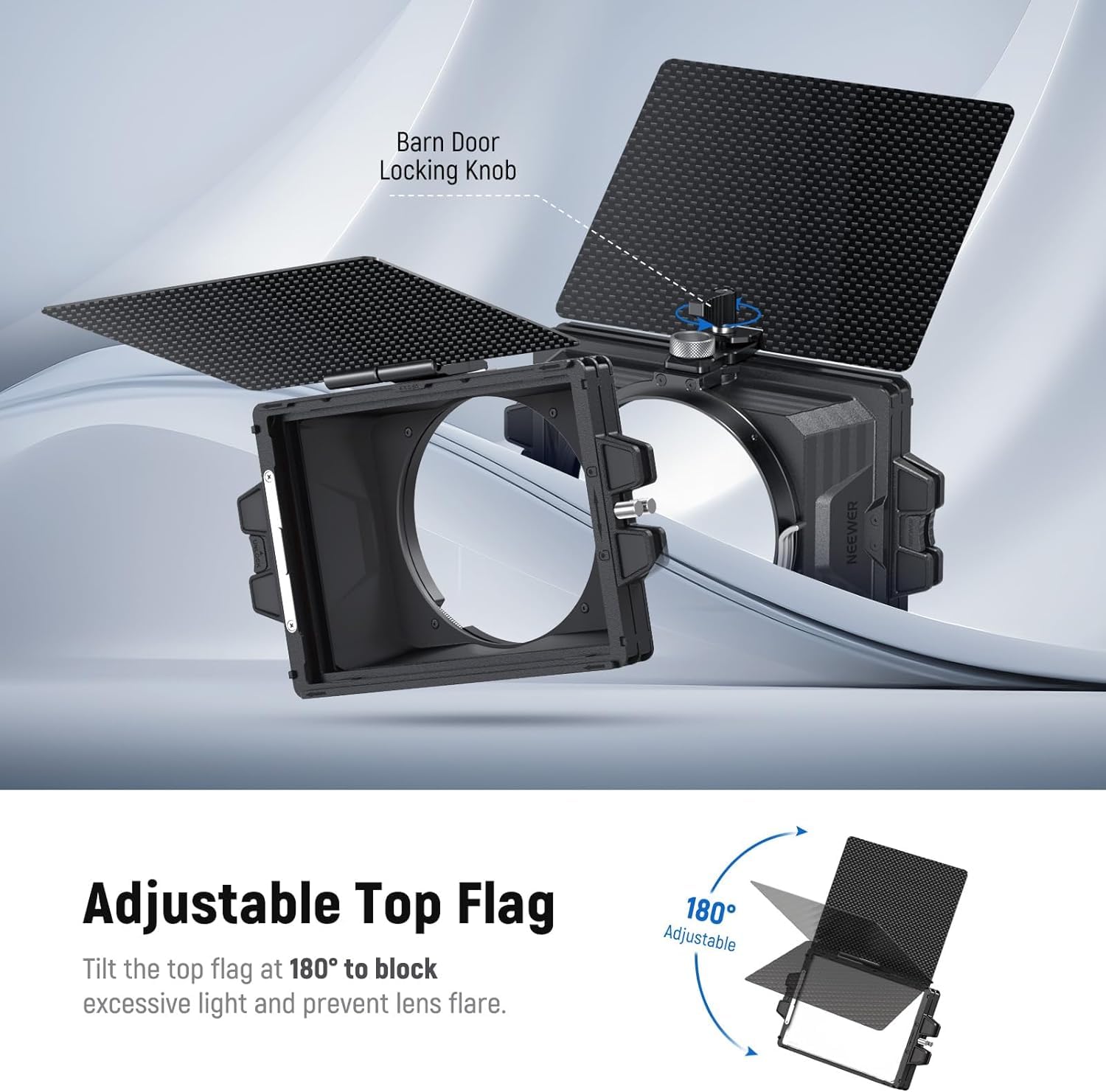 Neewer Mini Matte Box With Two 4X5.65 Filter Trays, 4 Circular Lens Adapters, Carbon Fiber Top Flag, Compatible With Smallrig Ac