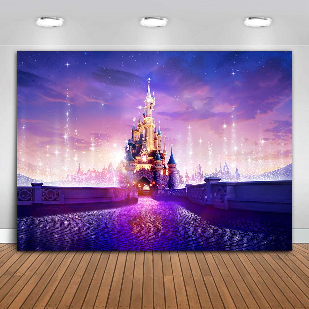 Mtmety Fantasy Purple Cartoon Castle Background For Birthday Party 7X5Ft Fairy Wallpaper Photo Booth Props Lsme1471