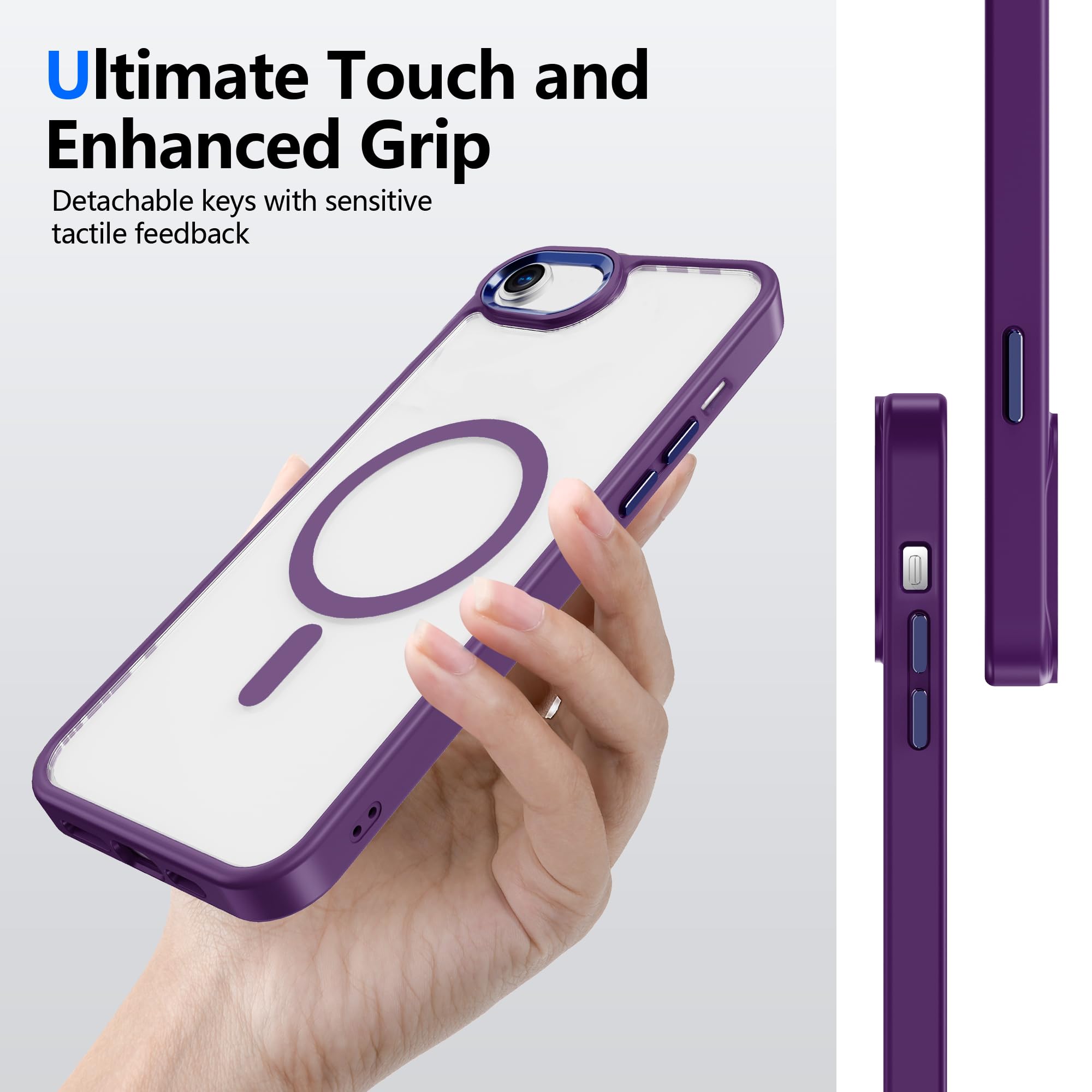 Pinlisheng Magnetic For Iphone Se Case 2022/2020,Iphone 8/7 Case, Military Grade Drop Tested, Shockproof Clear Hard Back Slim Ca