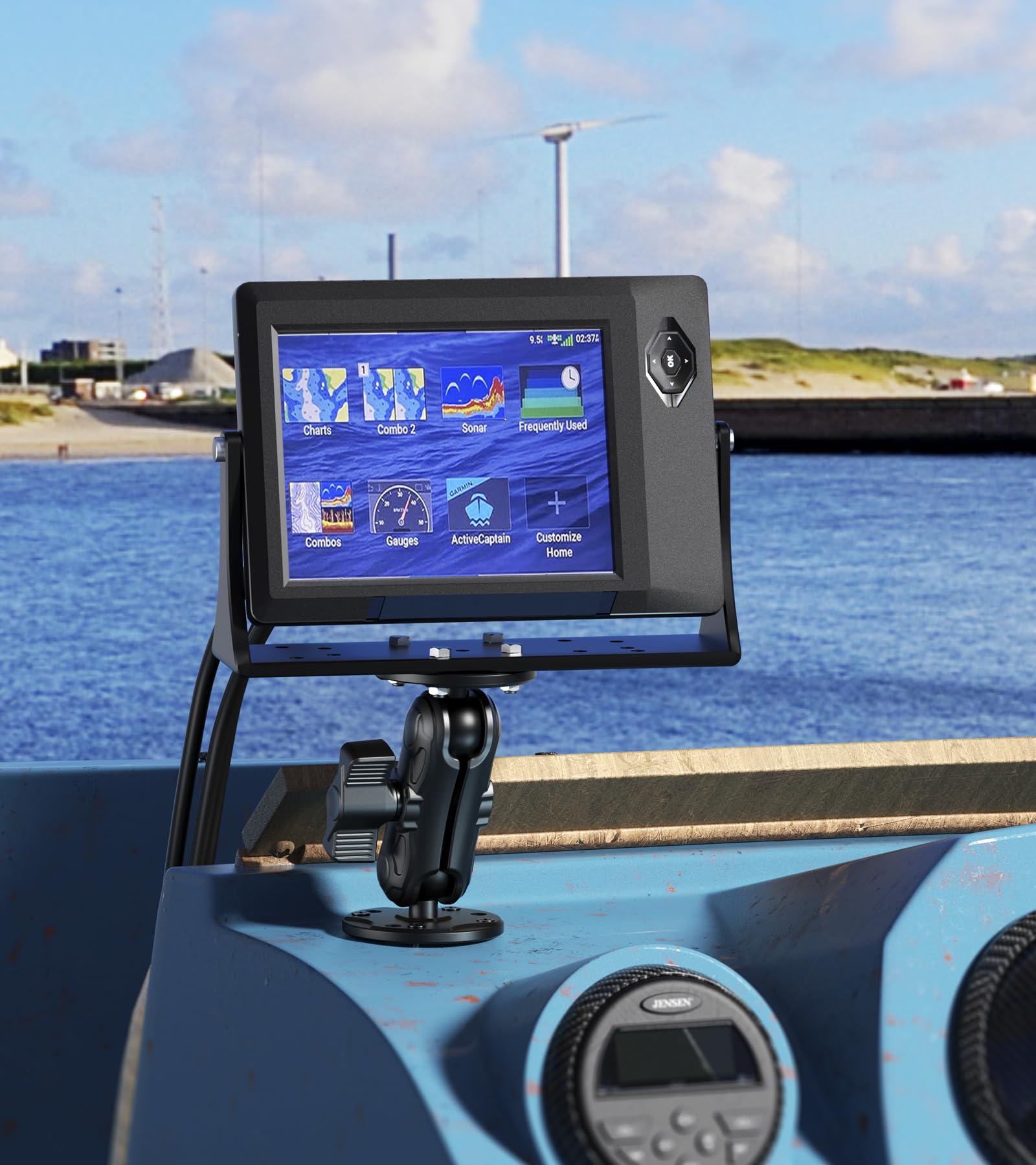 Vazeswin Aluminum Alloy Electronic Device Mount With 1'' Ball Round Plates, 3.5'' Medium Arm Fish Finder Mount Tablet Holder, B