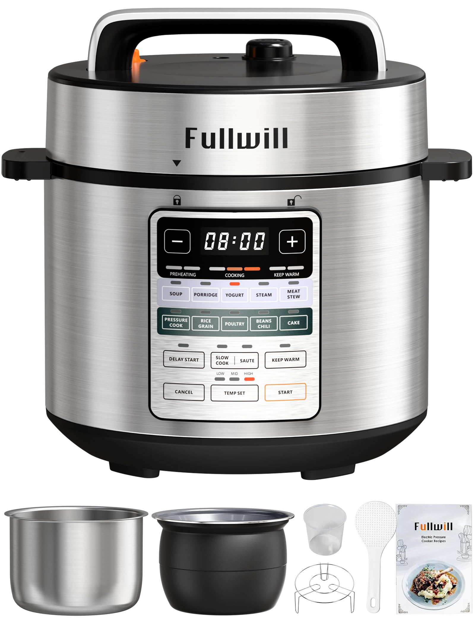 Fullwill Dual-Pot Electric Pressure Cooker 6+5QT(2025 Upgraded), 12-in-1 Multi-Cooker for Pressure Cooking, Soup, Yogurt, Stew, 