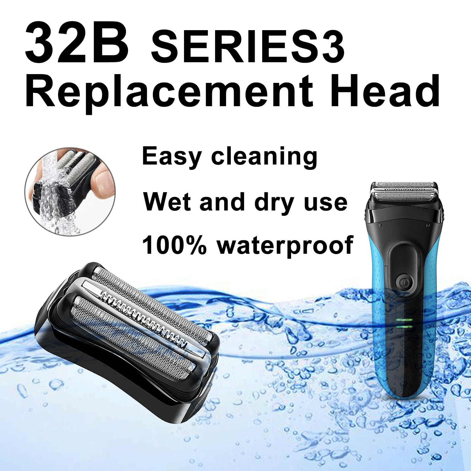 32B Series 3 Electric Shaver Replacement Head Compatible With Braun Series 3 Foil Shaver Replacement Heads S3 3040S 3080S 4 370C