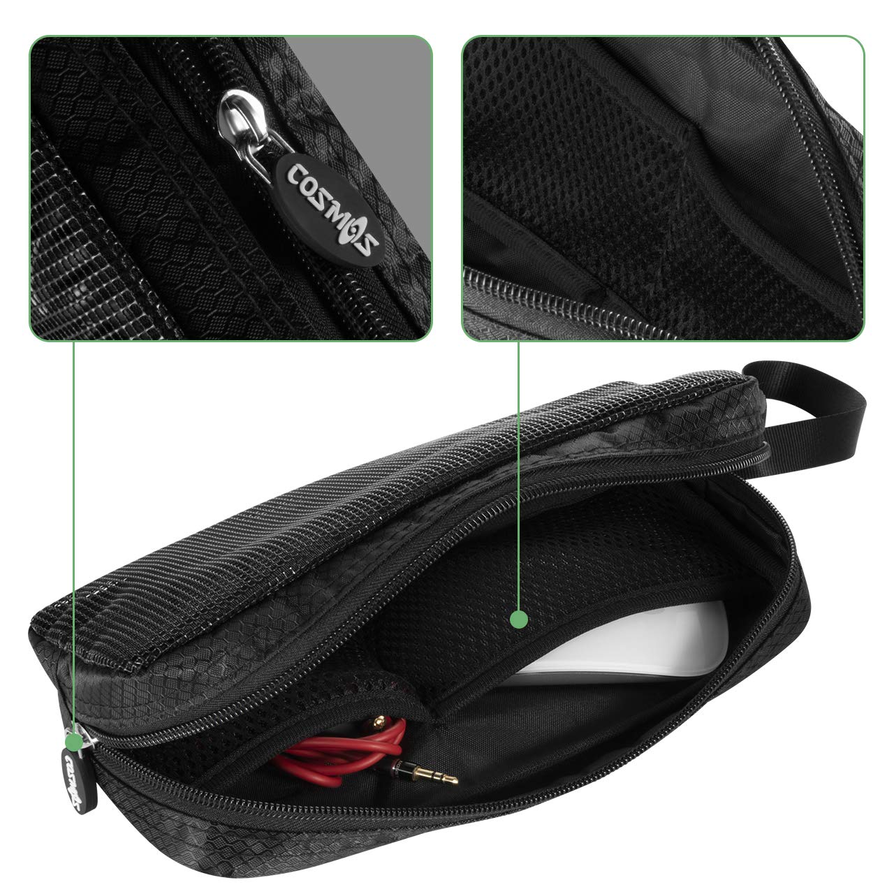 Cm Travel Cable Organizer Case Bag Portable Computer Accessories Zipper Mesh Pouch Bag For Holding Laptop Mouse, Power Bank, Usb