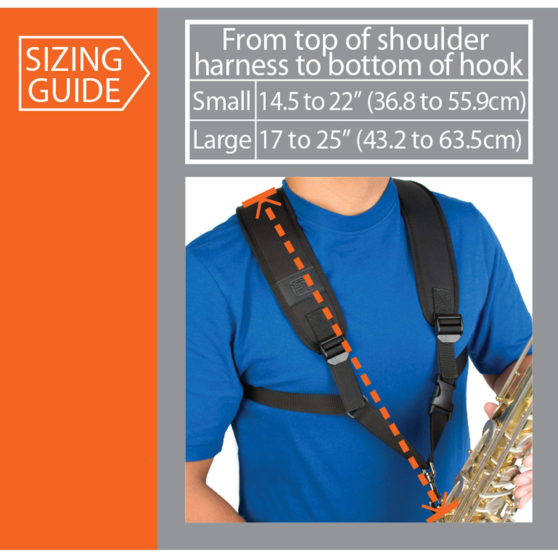 Pro Tec Saxophone Harness With Deluxe Metal Trigger Snap, Large, Model A306M, Black