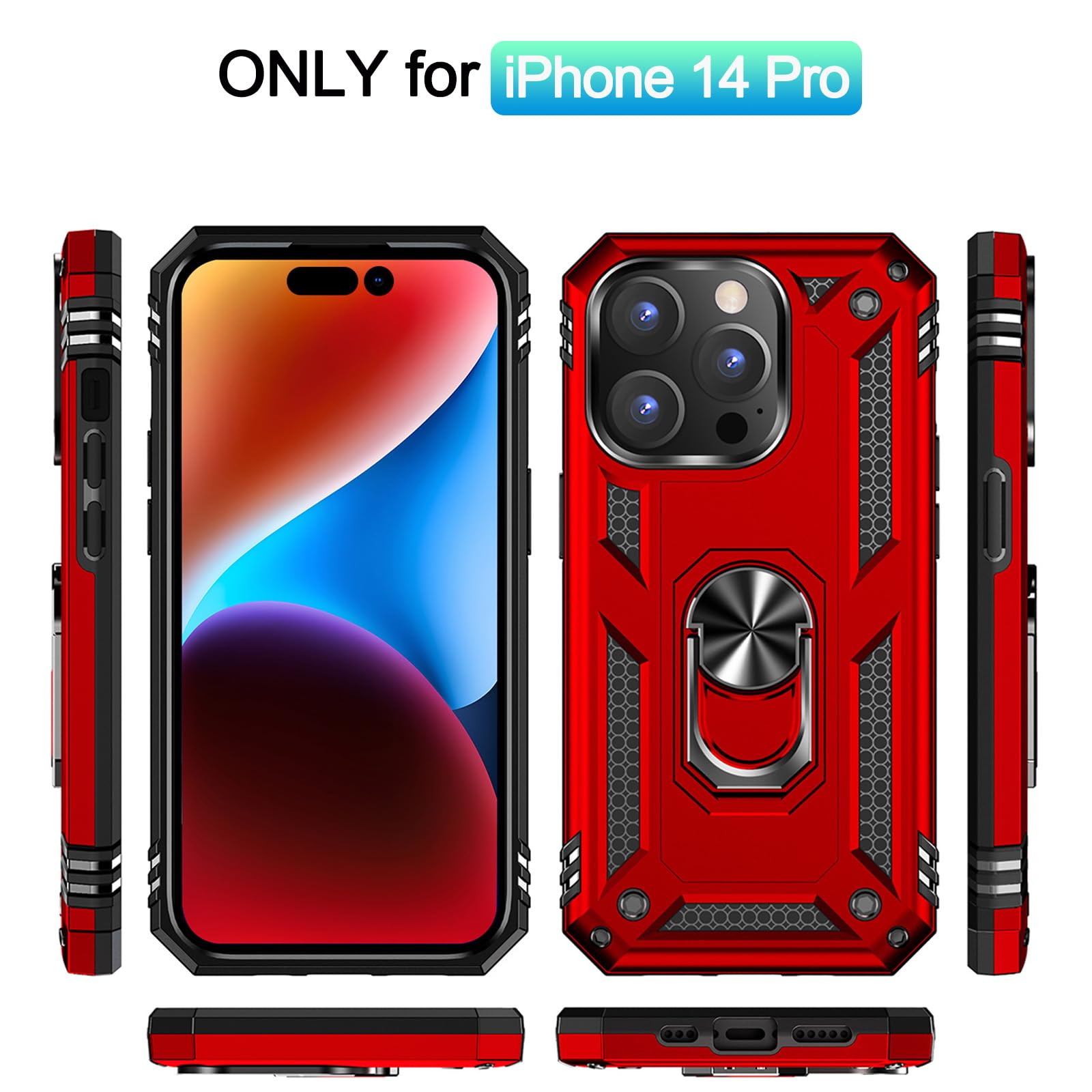 Addit Case For Iphone 14 Pro Phone Case Iphone 14 Pro Case, With Kickstand Ring, Support Magnet Car Mount, Military Grade, Heavy