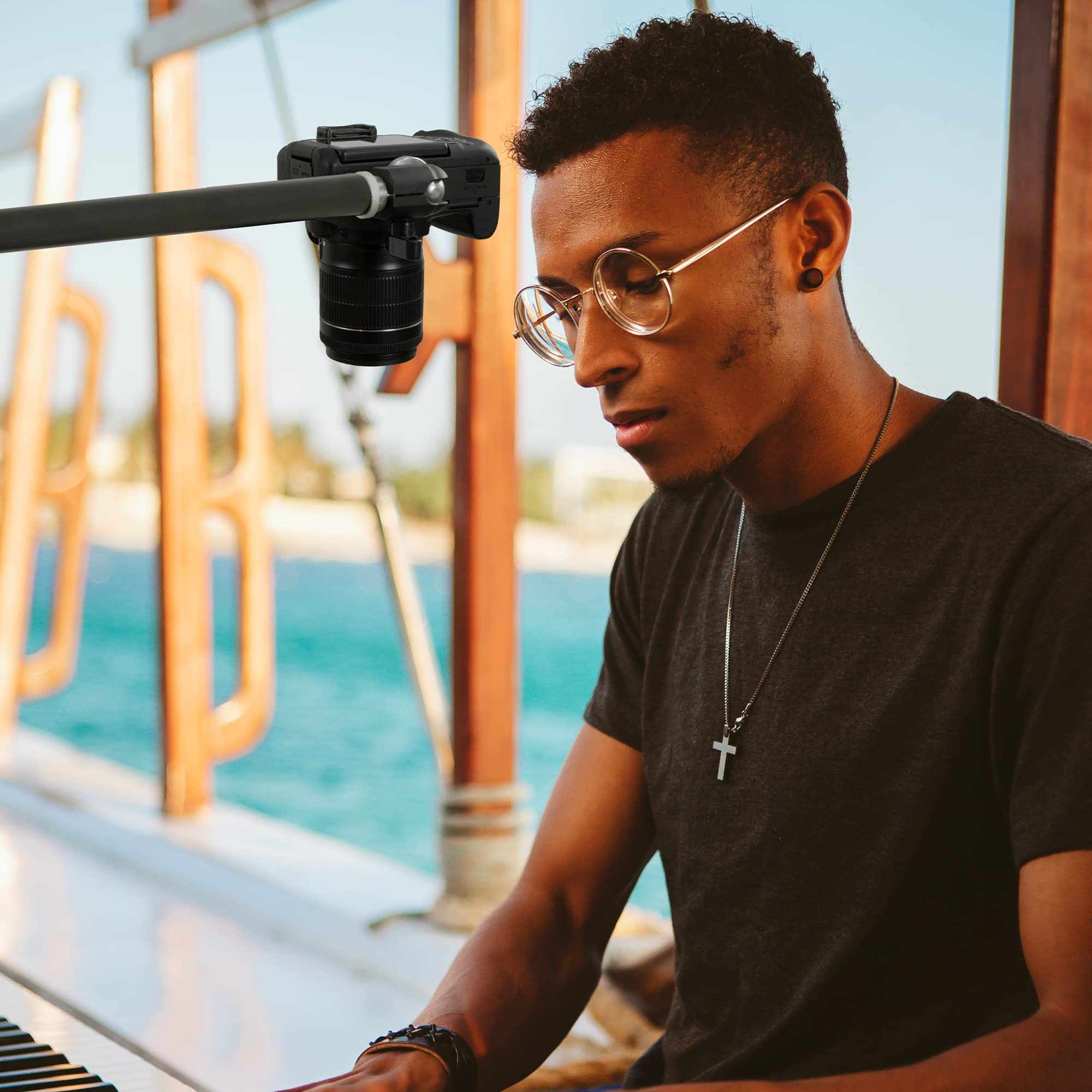 Gongyi 1.4Ft 2.6Ft Adjustable Tripod Boom Arm With Universal Tripod Clamp & Counter Weight Bag Camera Overhead Mount Tripod Exte