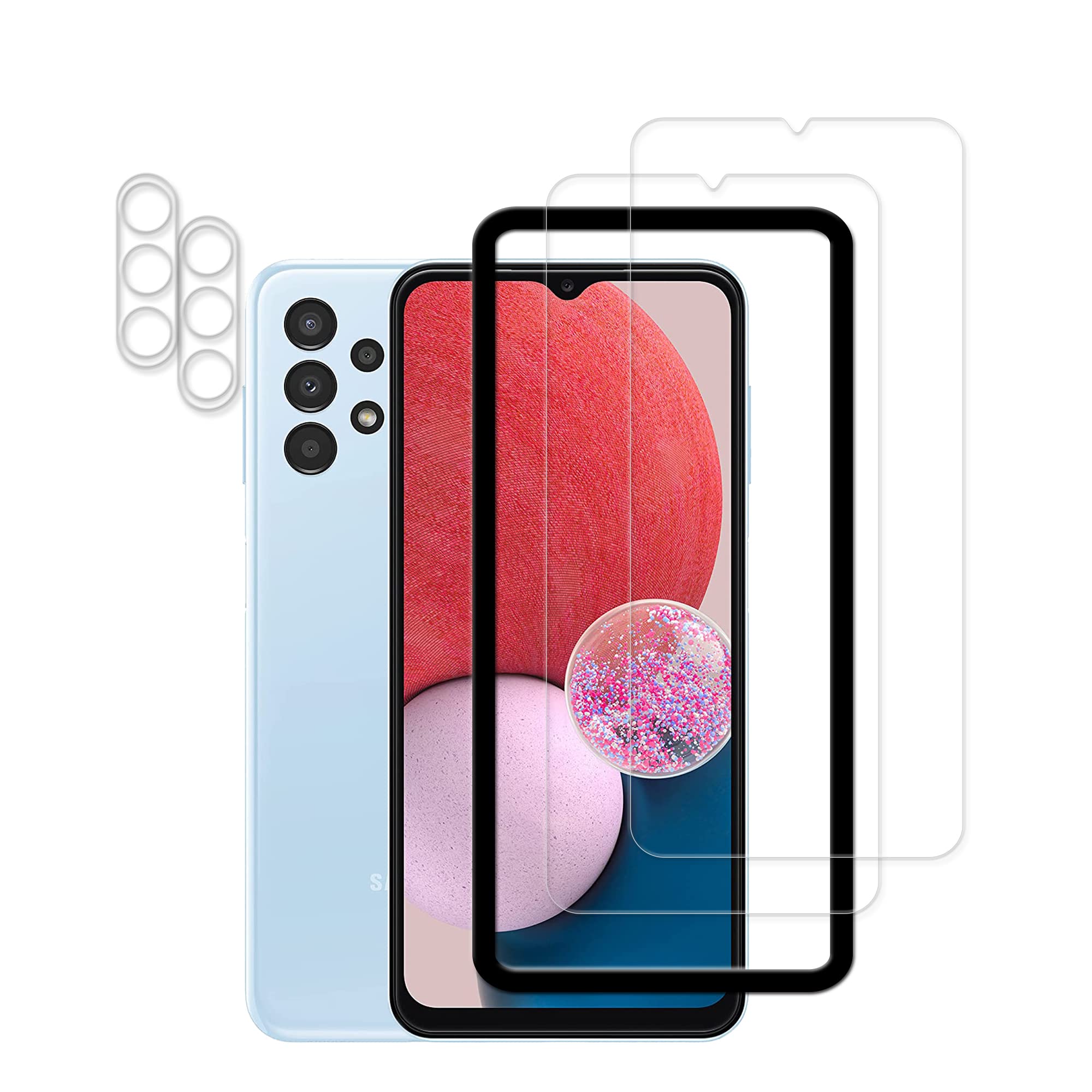Hkkais Easy Alignment Frame Designed For Samsung Galaxy A13 5G Tempered Glass Screen Protector 2 Pack Camera Lens Protector Film