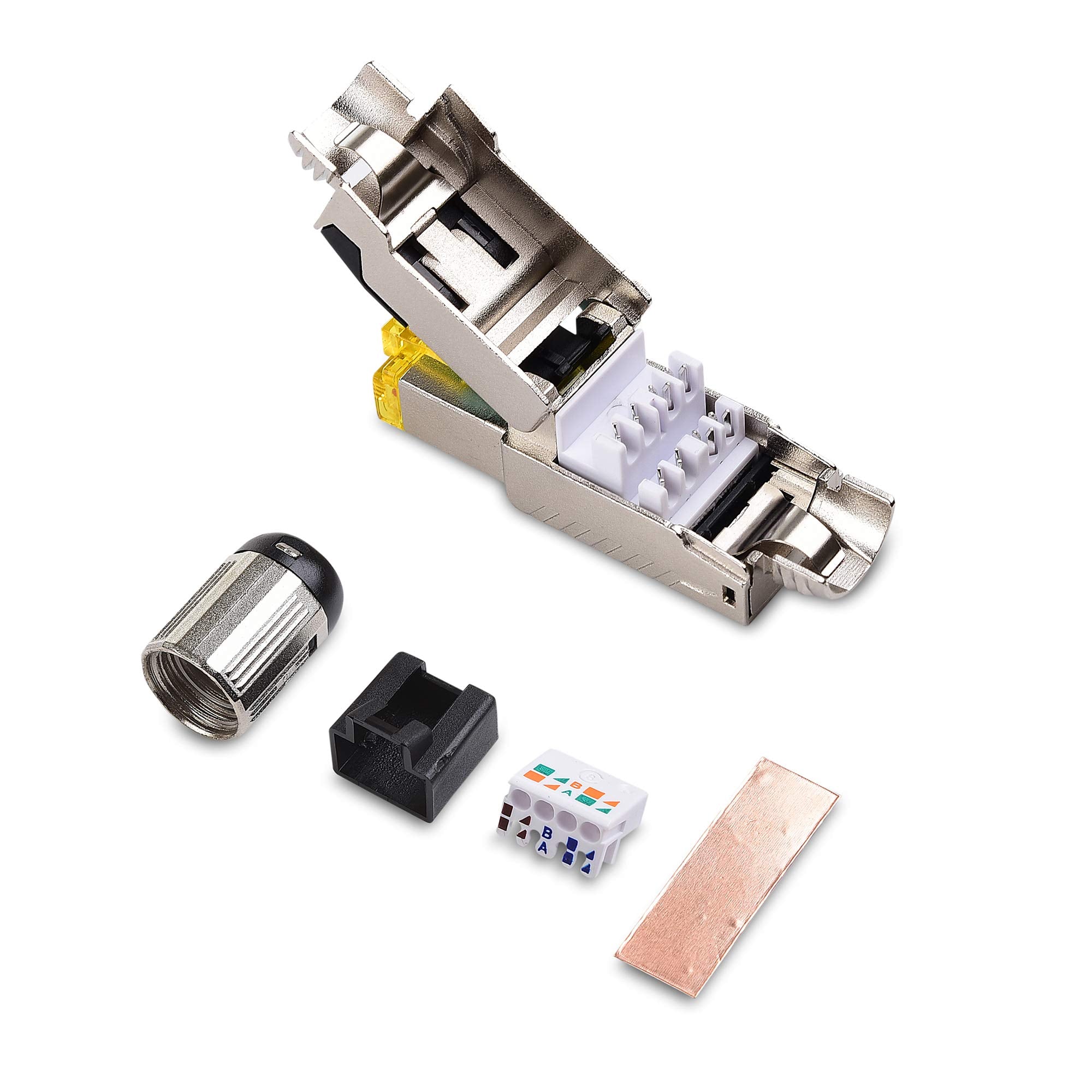 Cable Matters 6 Pack Tool Free Shielded RJ45 Cat 8, Cat8 Field Termination Plug, Cat8 Connector, Cat8 Plug
