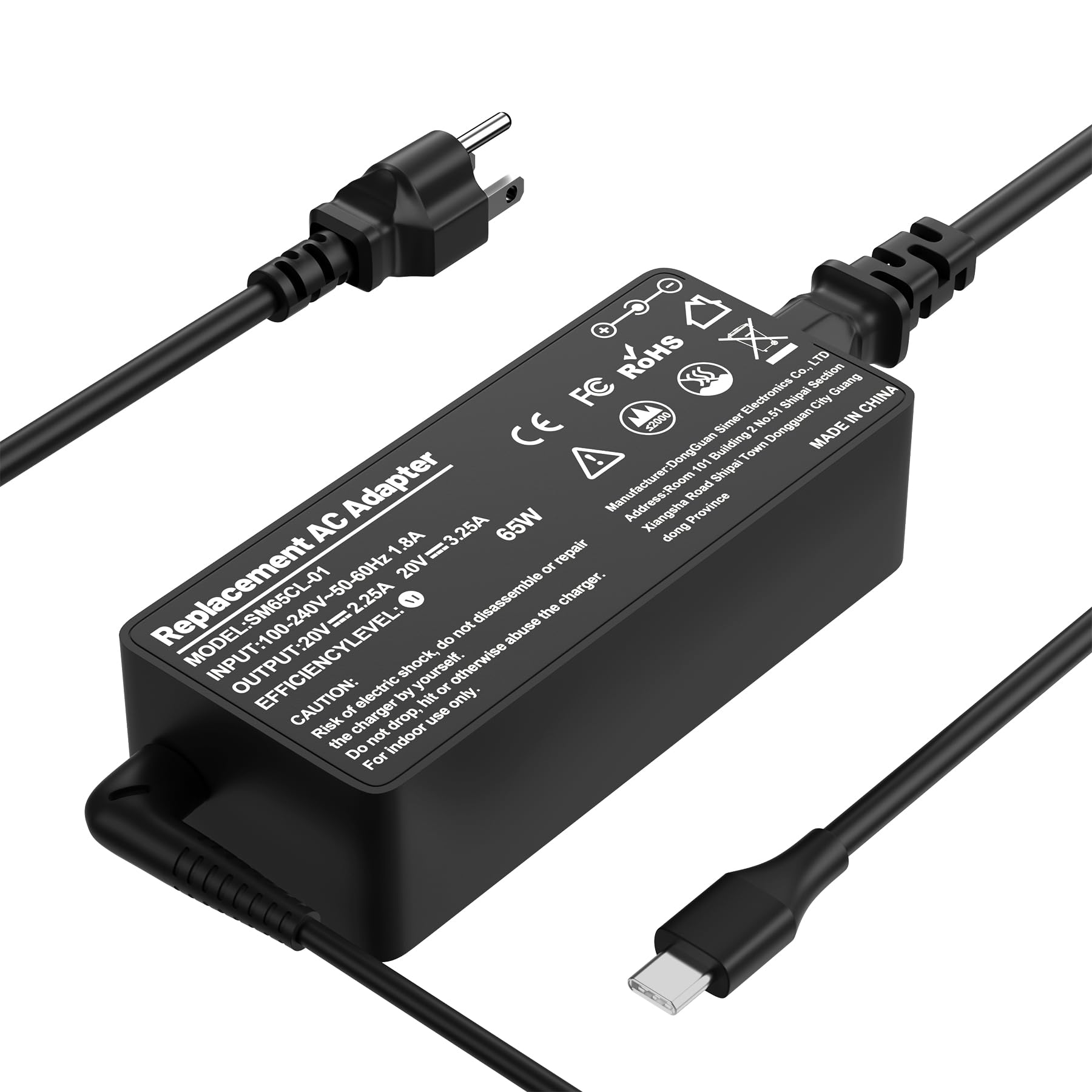 Thinkpad 65W 45 Watt Usb C Laptop Charger For Lenovo Thinkpad T480 T480S T490 T580 T580S T14 E480 E580 E590 E495 X1 C930 C940, Yoga 7I Adlx65Ydc2A Chromebook 300E Computer Type C Ac Adapter Power Cord