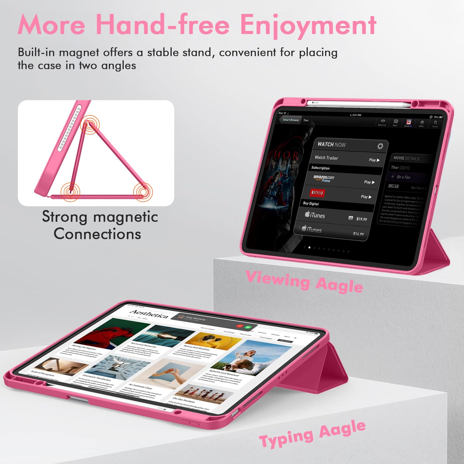 Zryxal New Ipad Air 13 Inch Case M2 2024 With Pencil Holder, Smart Ipad Case [Support Pencil Pro And Pencil(Usb C)], Support Tou