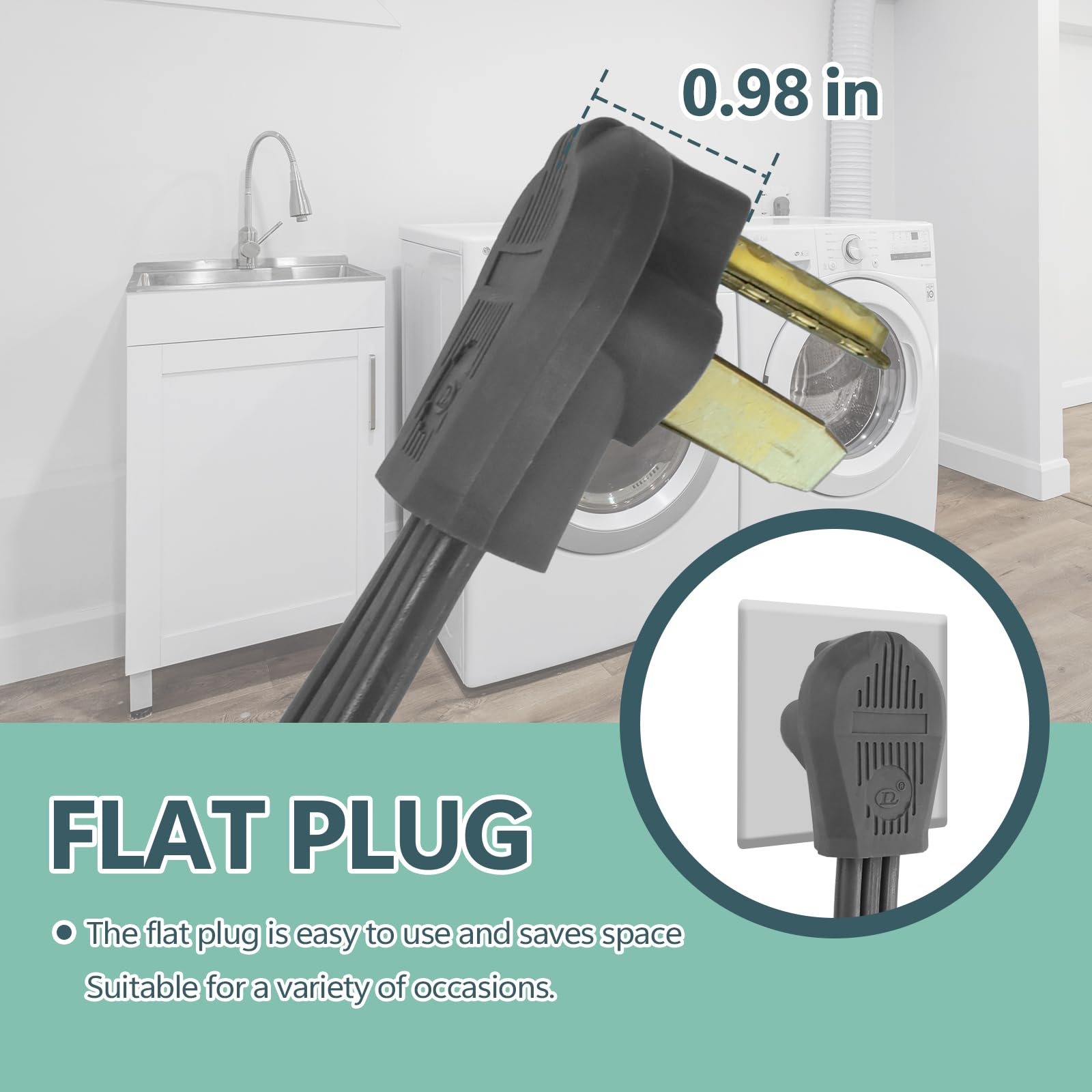 Greatide 3 Prong Dryer Cord, 6 Ft 10/3 Srdt, 30 Amp Appliance Extension Power Cord, Nema 10 30 Plug, Grey