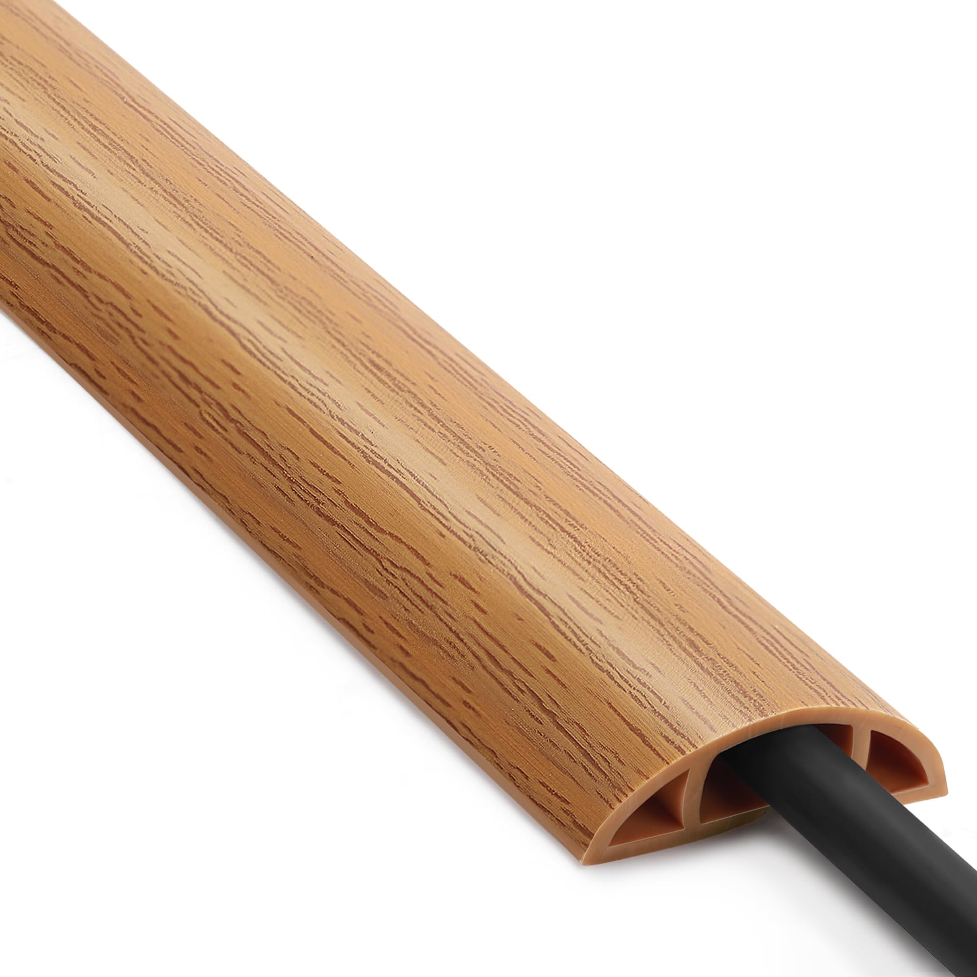 Floor Cord Cover 4Ft, Cord Hider Floor Yellow Oak Wood, Floor Cable Management Prevent Cable Trips, Floor Cable Cover Wire Cover