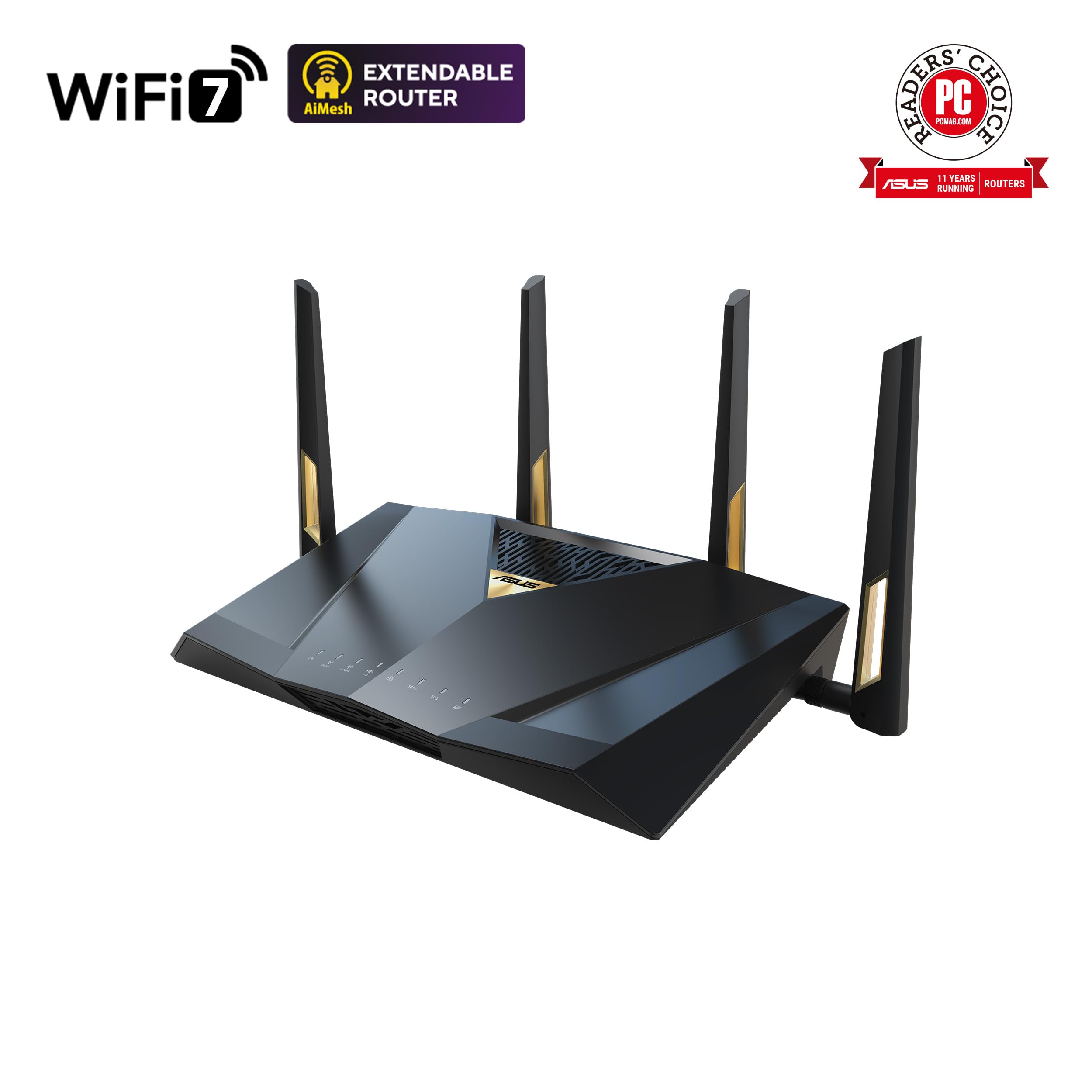 ASUS RT-BE88U Dual-Band WiFi 7 Router, 4K-QAM, MLO, Dual 10G/SFP+ & 4x2.5G Ports