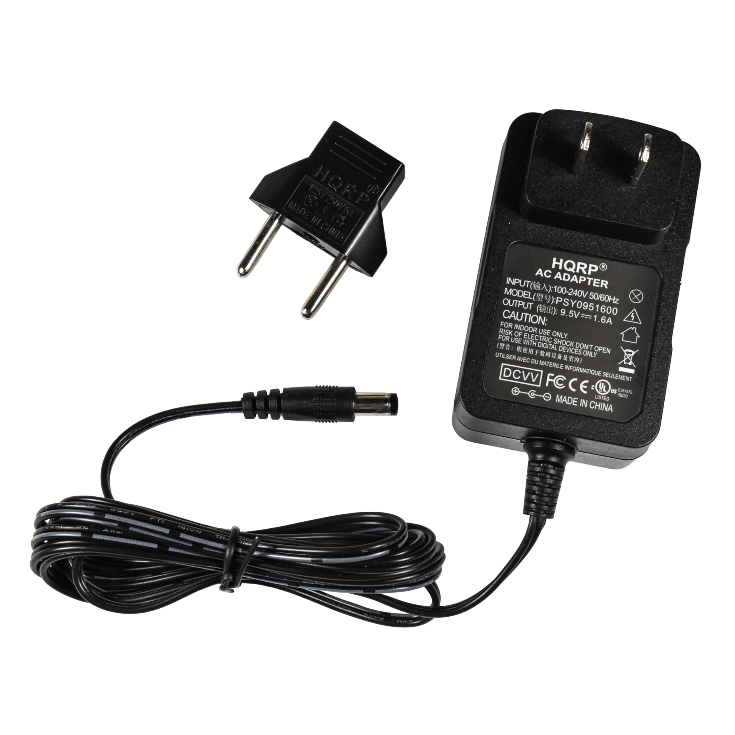 Hqrp Ac Adapter/Power Supply Compatible With Brother P Touch Ad 60 Ad60 Pt 1600 Pt 1650 Pt 1800 Pt 1810 Pt 1900 Pt 1910 Pt 2700 Pt 2710 Labeling System Ul Listed + Euro Plug Adapter
