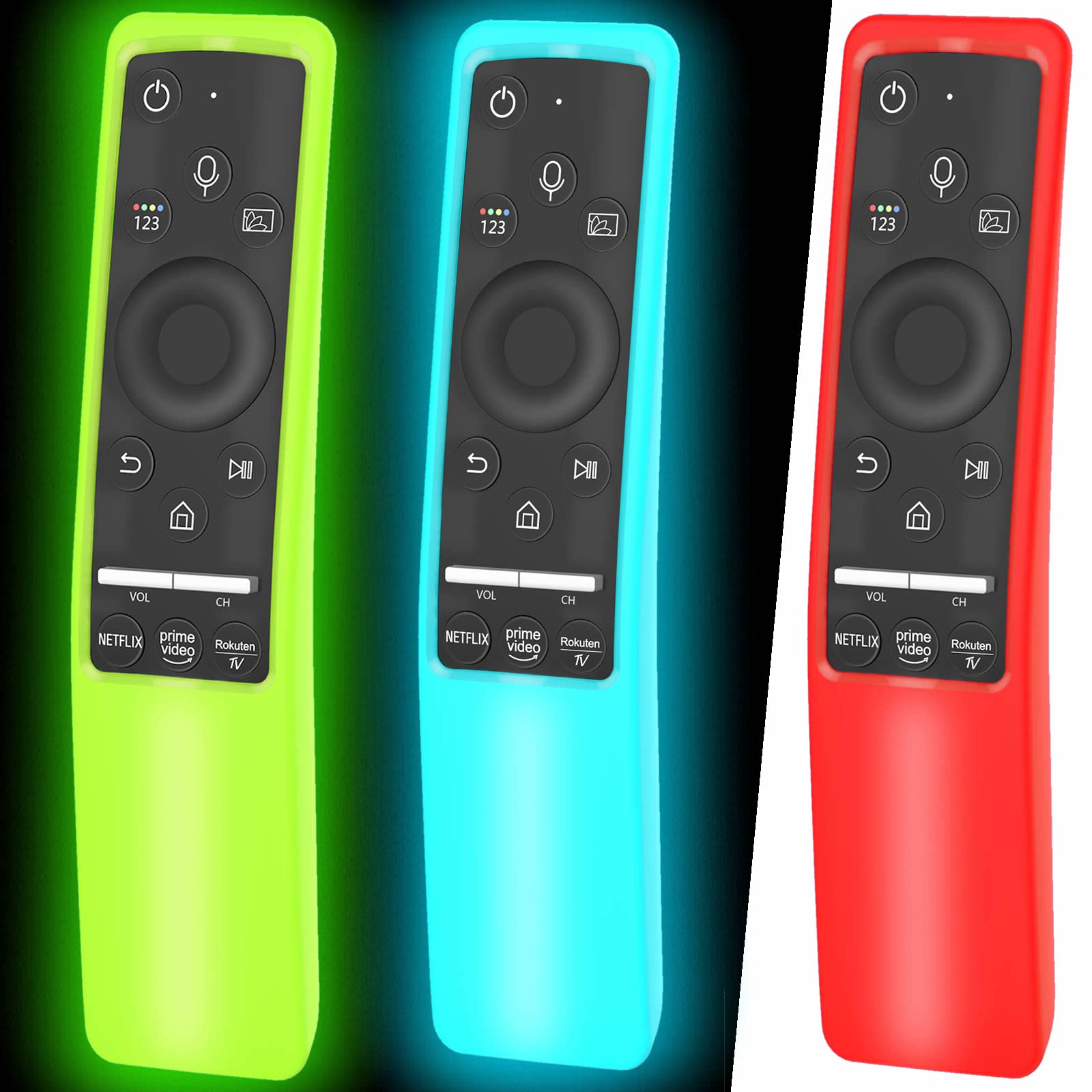 3 Pack Case Glow in The Dark Compatible with Samsung Smart TV Remote Controller BN59 Series, Silicone Cover Protector Shockproof