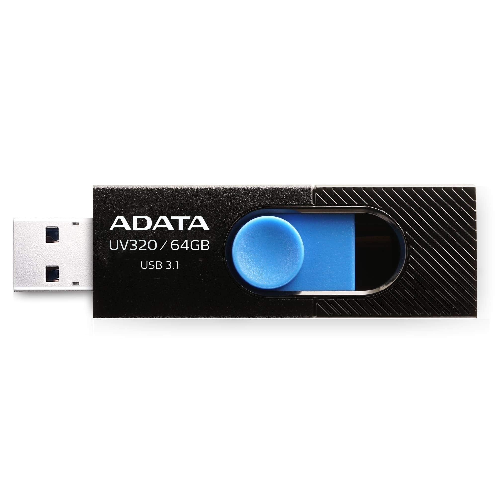 Adata Uv320 Usb 31 64 Gb Quick Slide Capless Flash Drive Black (Auv320 64G Rbkbl)