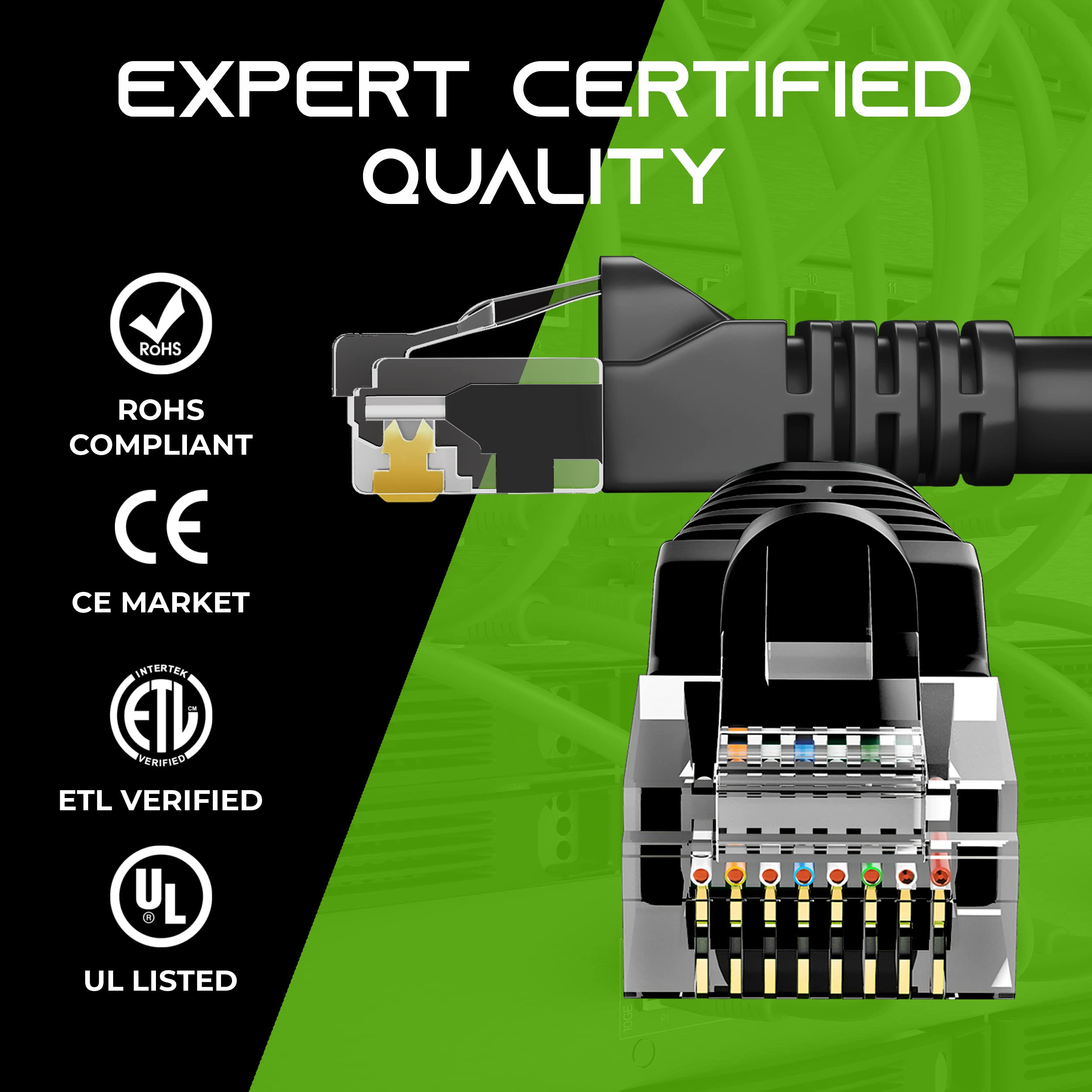 Gearit Cat 6 Ethernet Cable Pack - 100-Pack 0.5 Ft Cat6 Ethernet Patch Cables | Rj45 Network Patch Cable, 10 Gbps Snagless Gold-